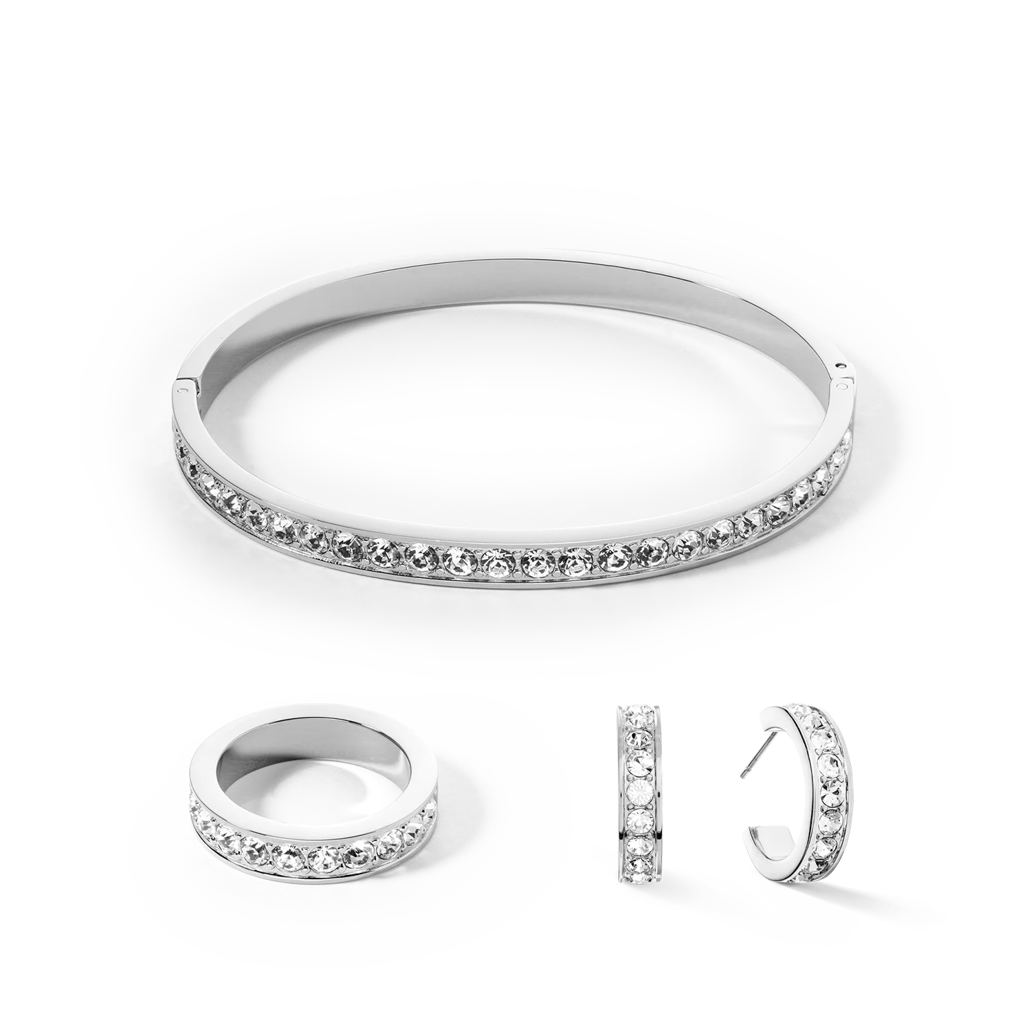 Bague acier & cristaux argent cristal - Image 3