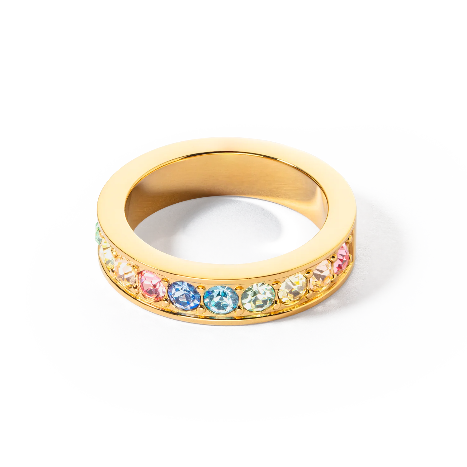 Bague acier & cristaux or multi pastel - Image 2