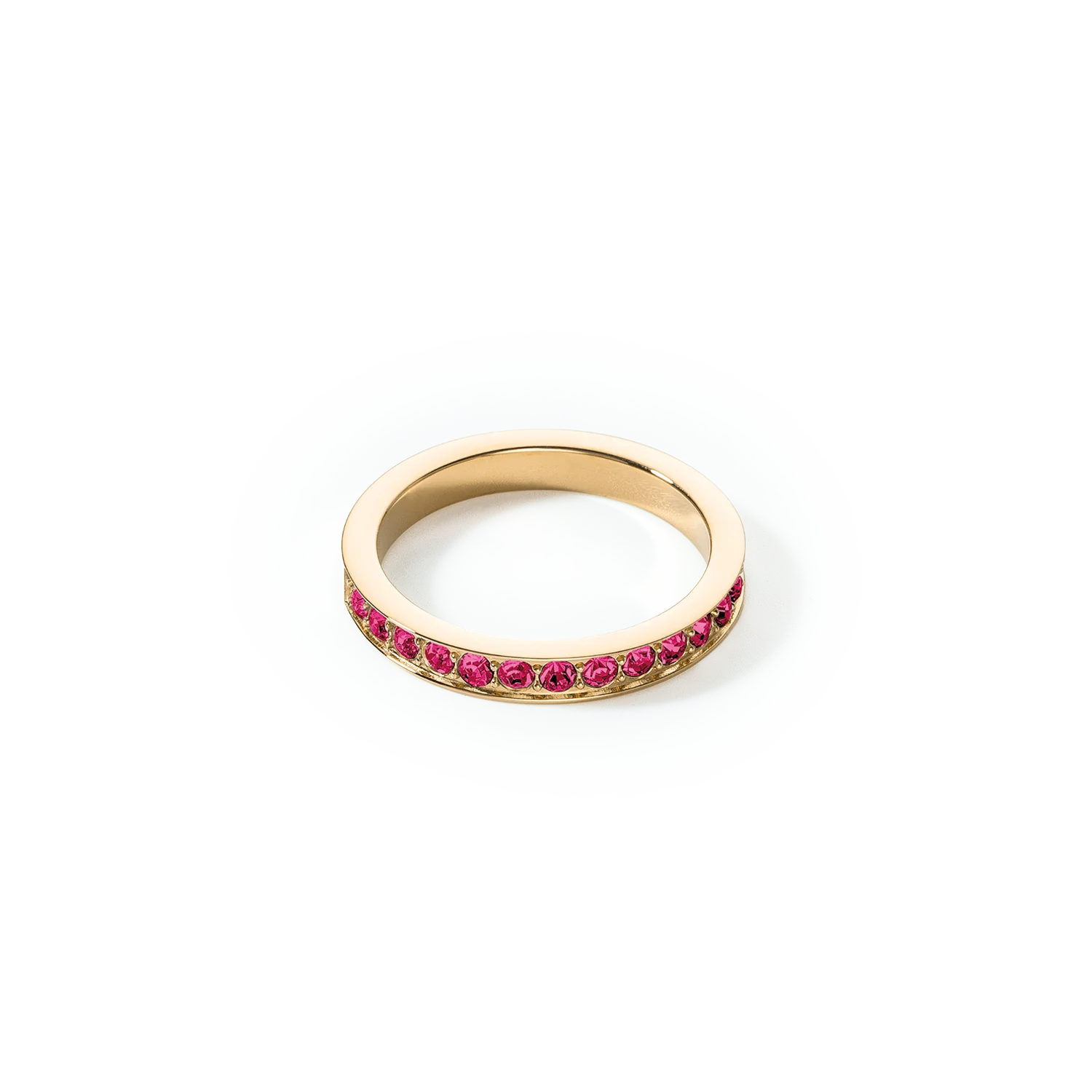 Bague Acier inoxydable et cristaux or rose vif