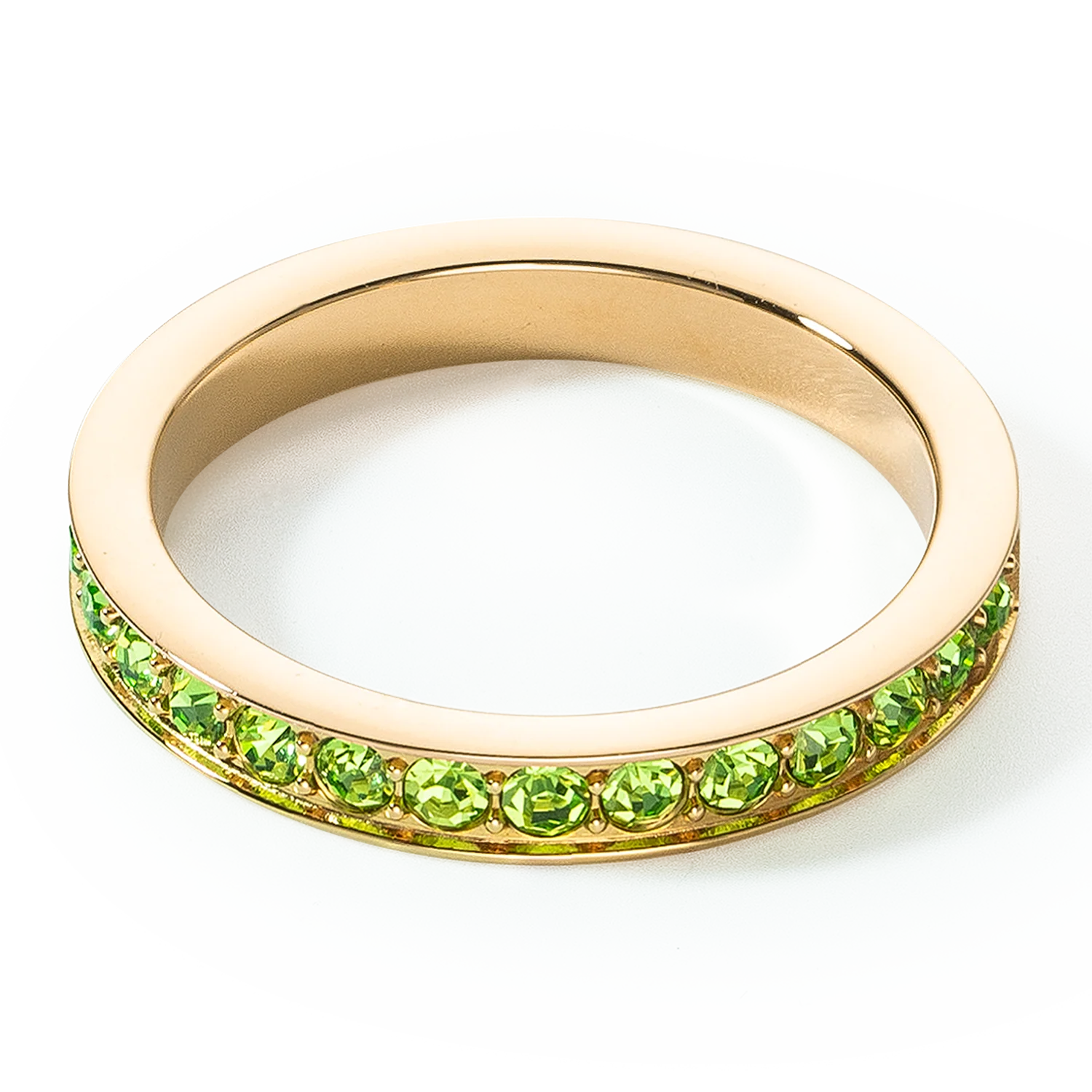 Bague Acier inoxydable et cristaux or vert - Image 2
