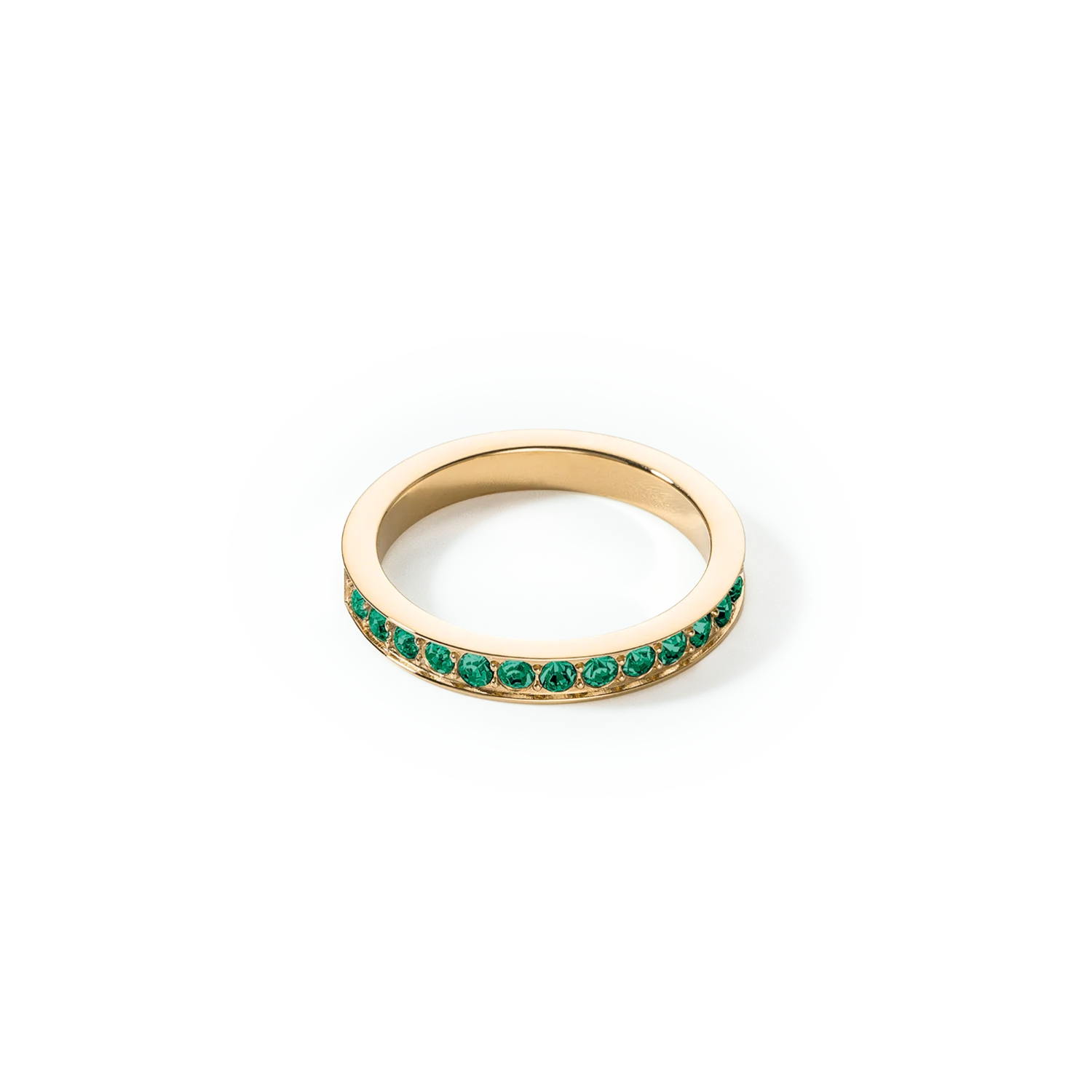 Bague Acier inoxydable et cristaux or vert foncé