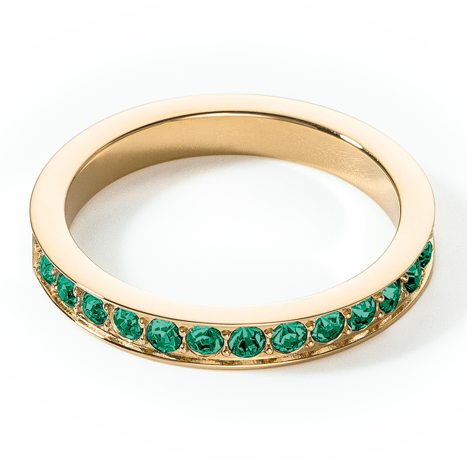 Bague Acier inoxydable et cristaux or vert foncé - Image 2