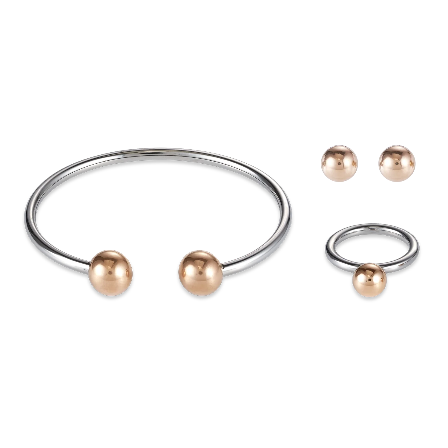 Bague boule en acier inoxydable petite or rose - Image 3