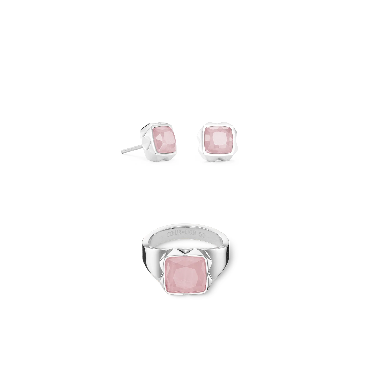 Bague Spikes Square quartz argent-rose - Image 3