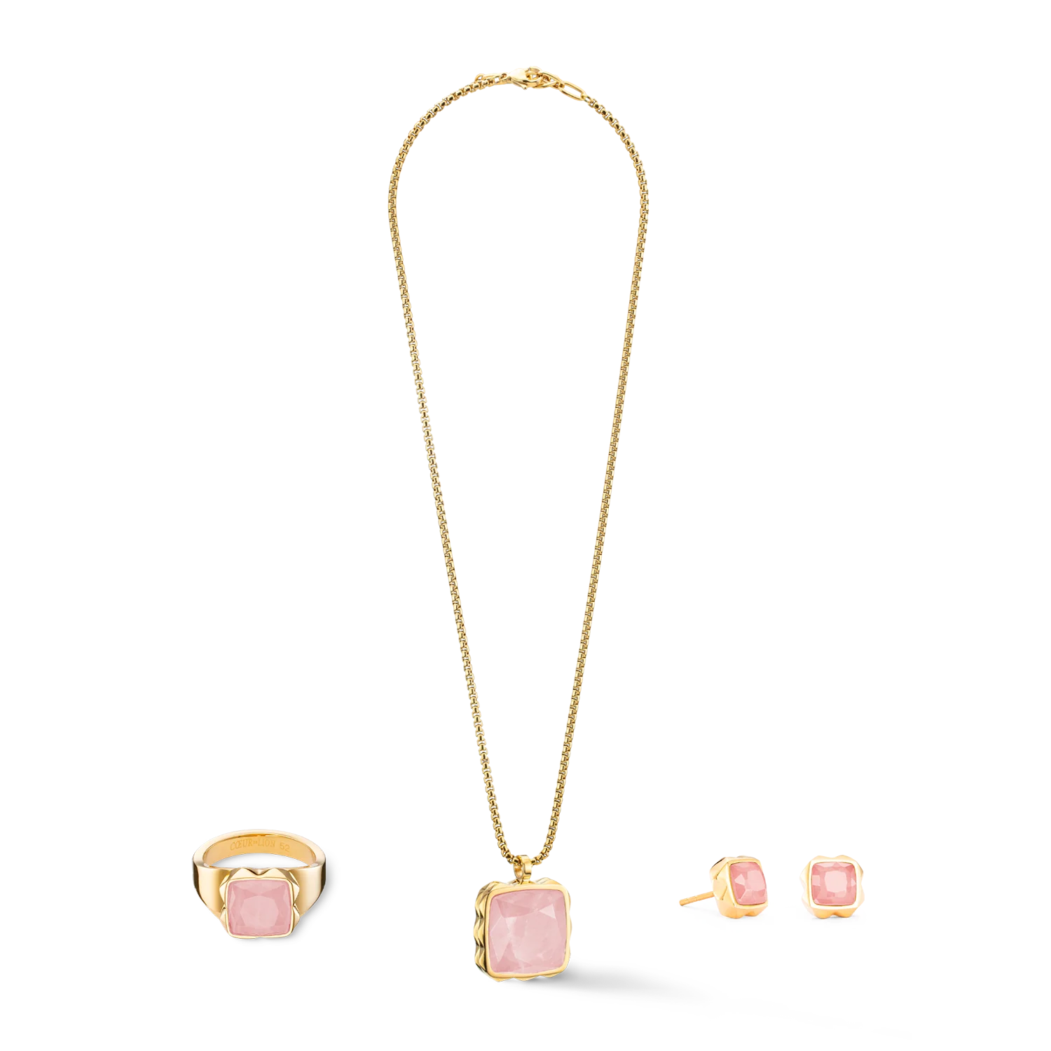 Bague Spikes Square quartz or-rose - Image 3