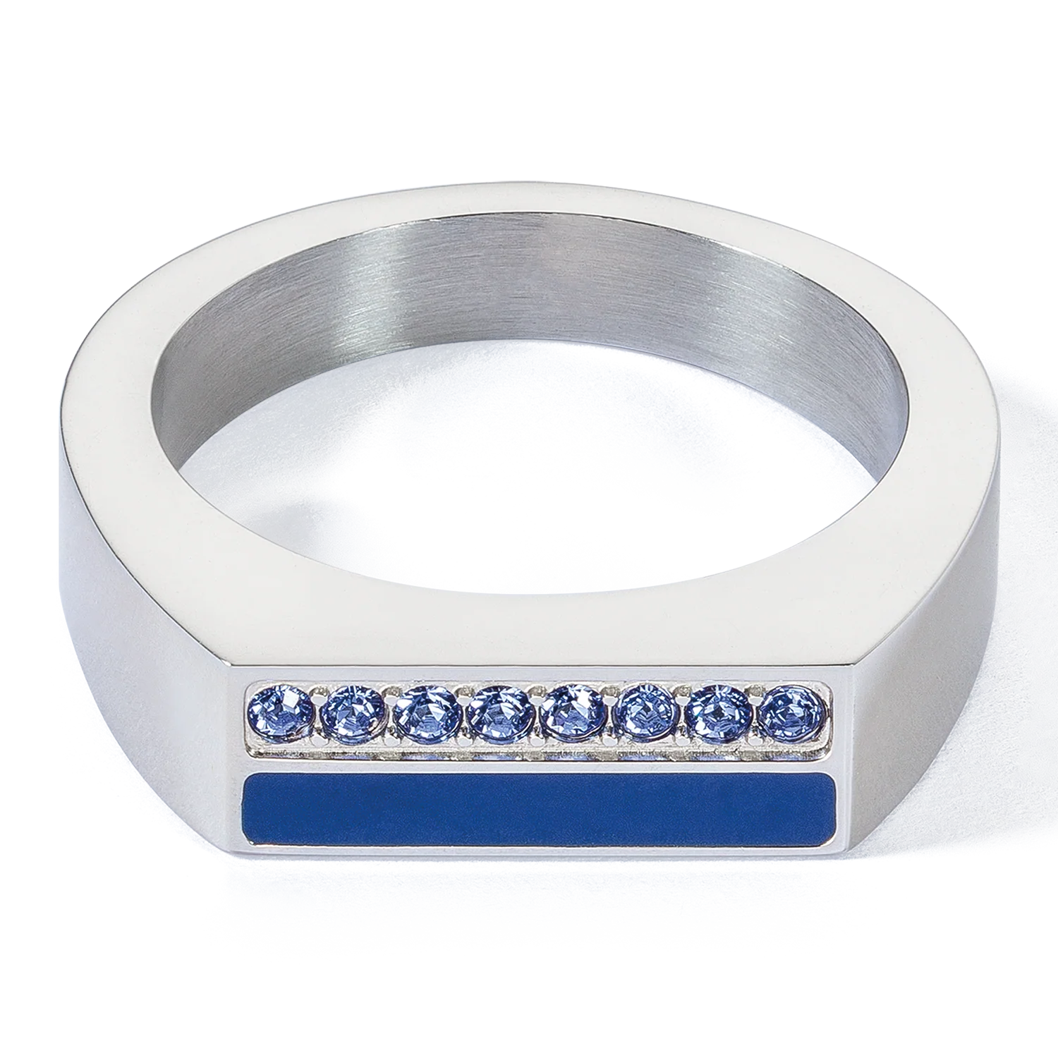 Bague Square Stripes argent-bleu - Image 2