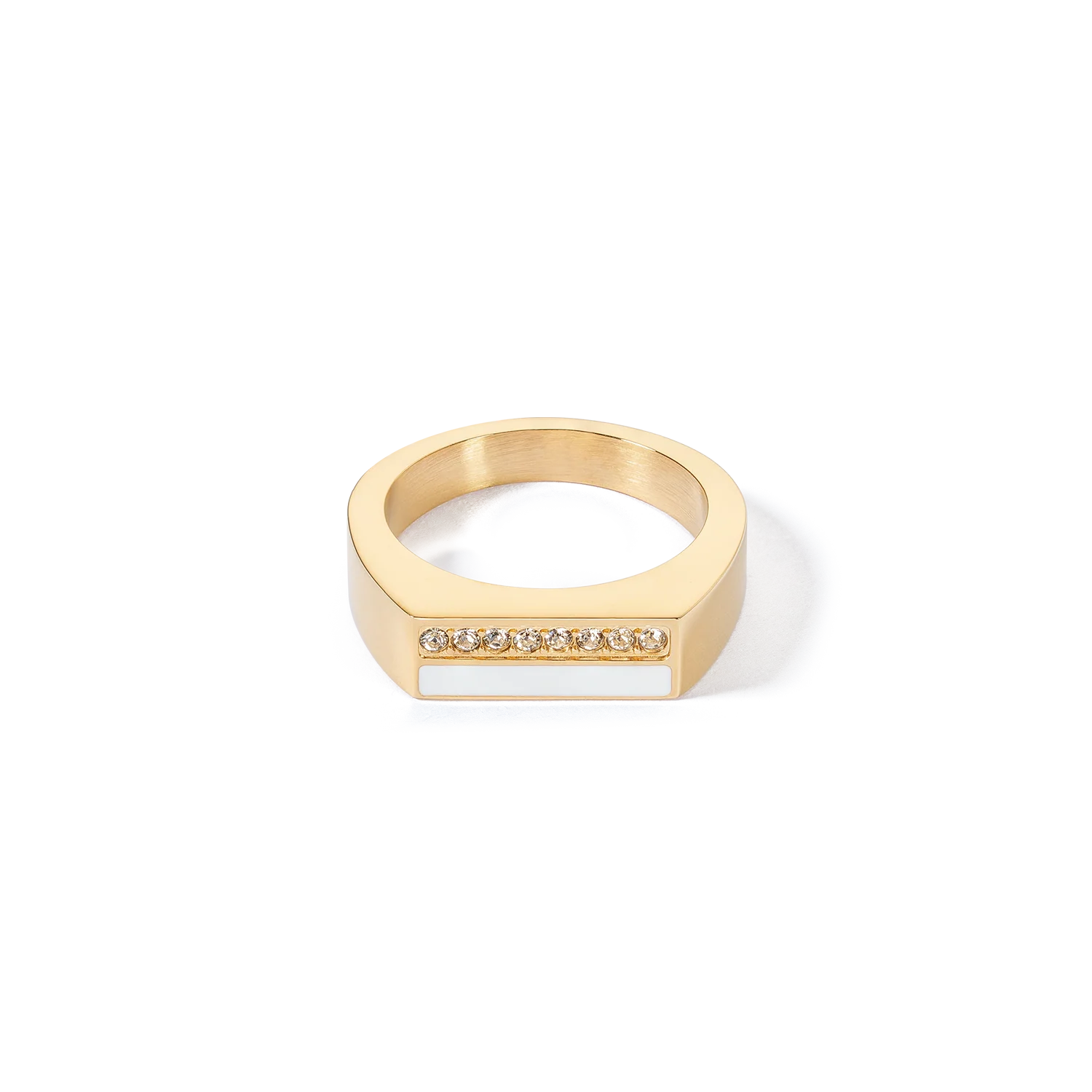 Bague Square Stripes or-blanc