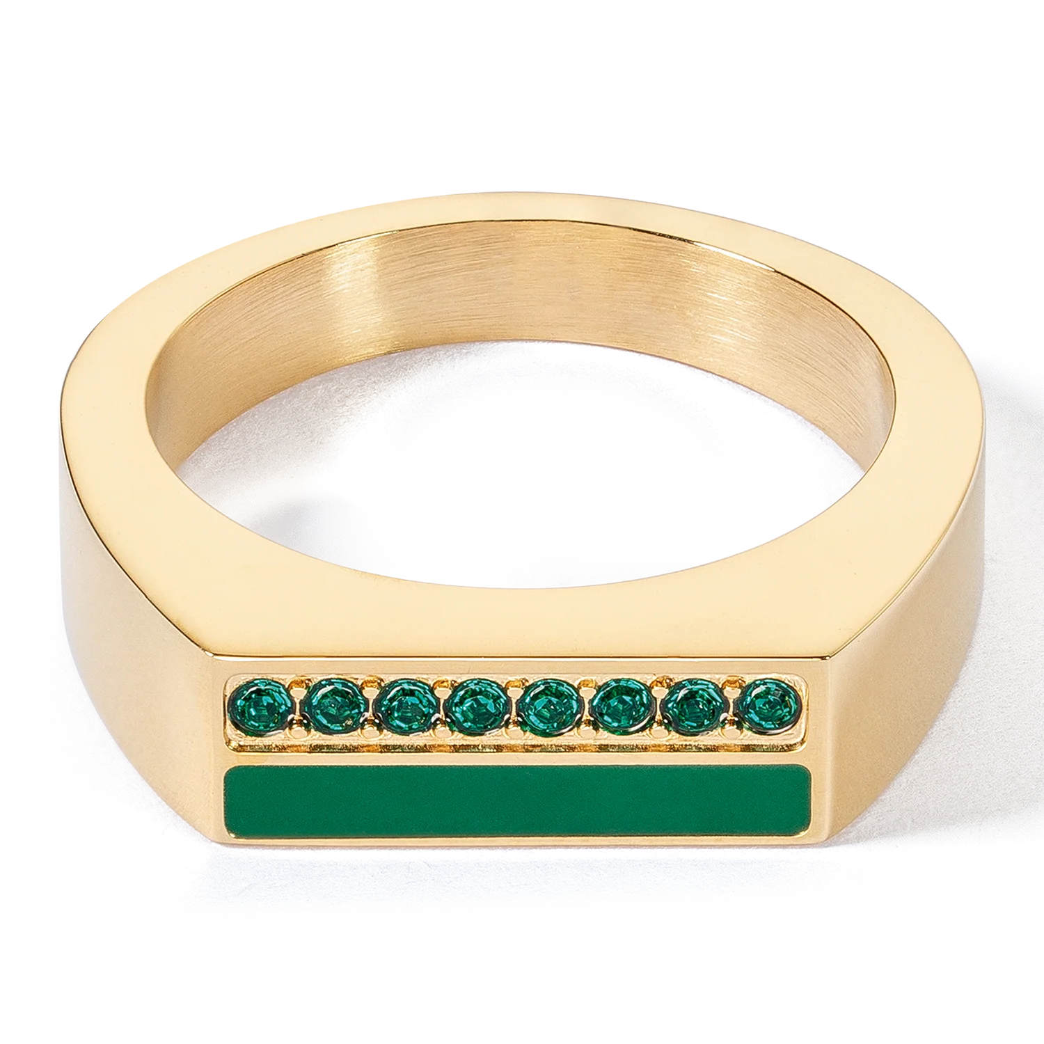 Bague Square Stripes or-vert - Image 2