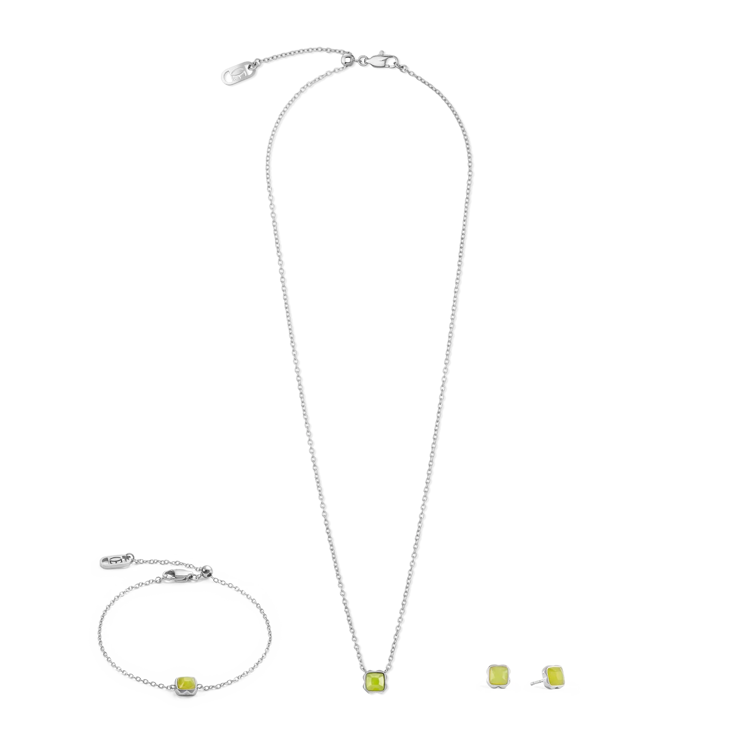 Birthstone Août Clou d'oreille Jade Vert Argent - Image 3