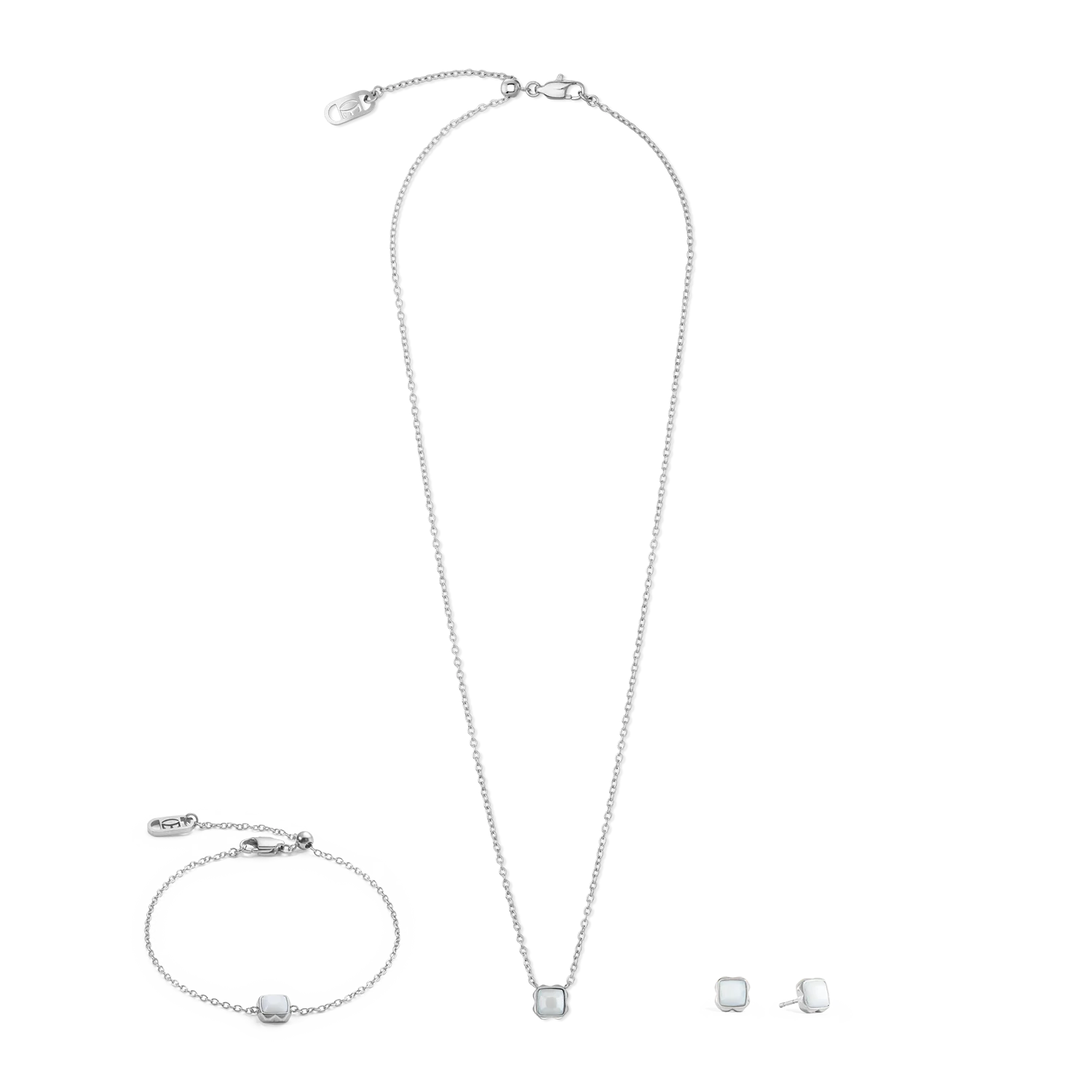 Birthstone Avril Boucles d'oreille Quartz Blanc Argent - Image 3