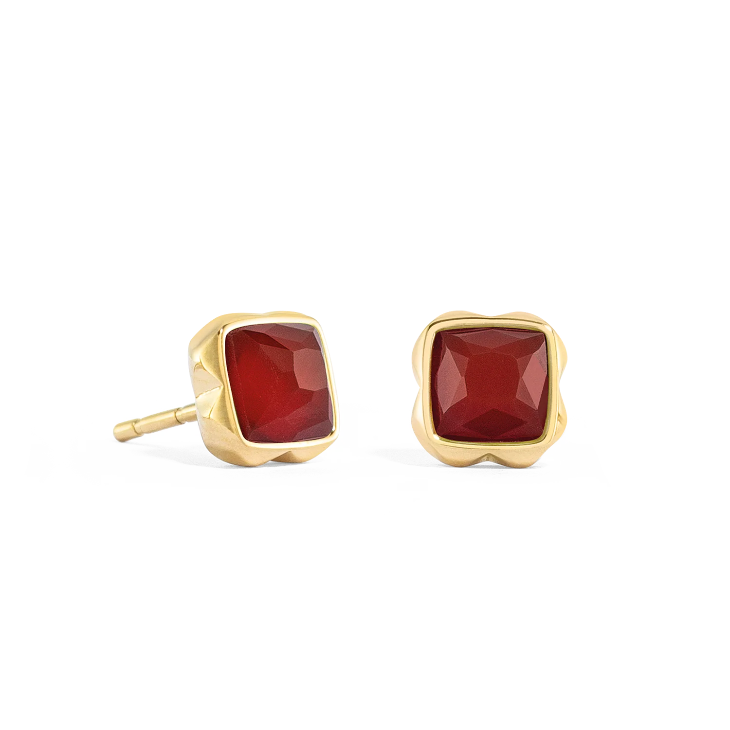 Birthstone Janvier Boucles d'oreilles Agate Rouge Or