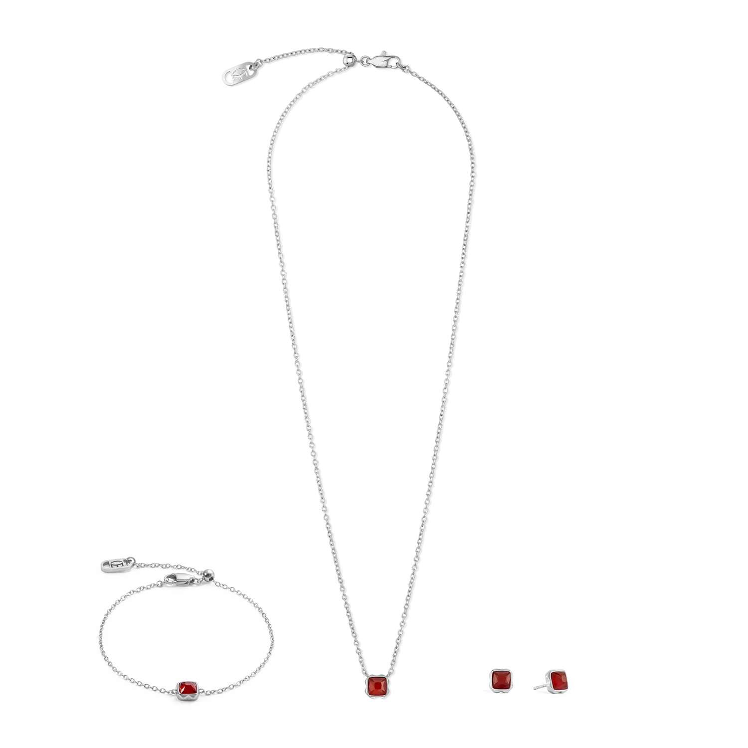 Birthstone Janvier Collier Agate Rouge Argent - Image 3