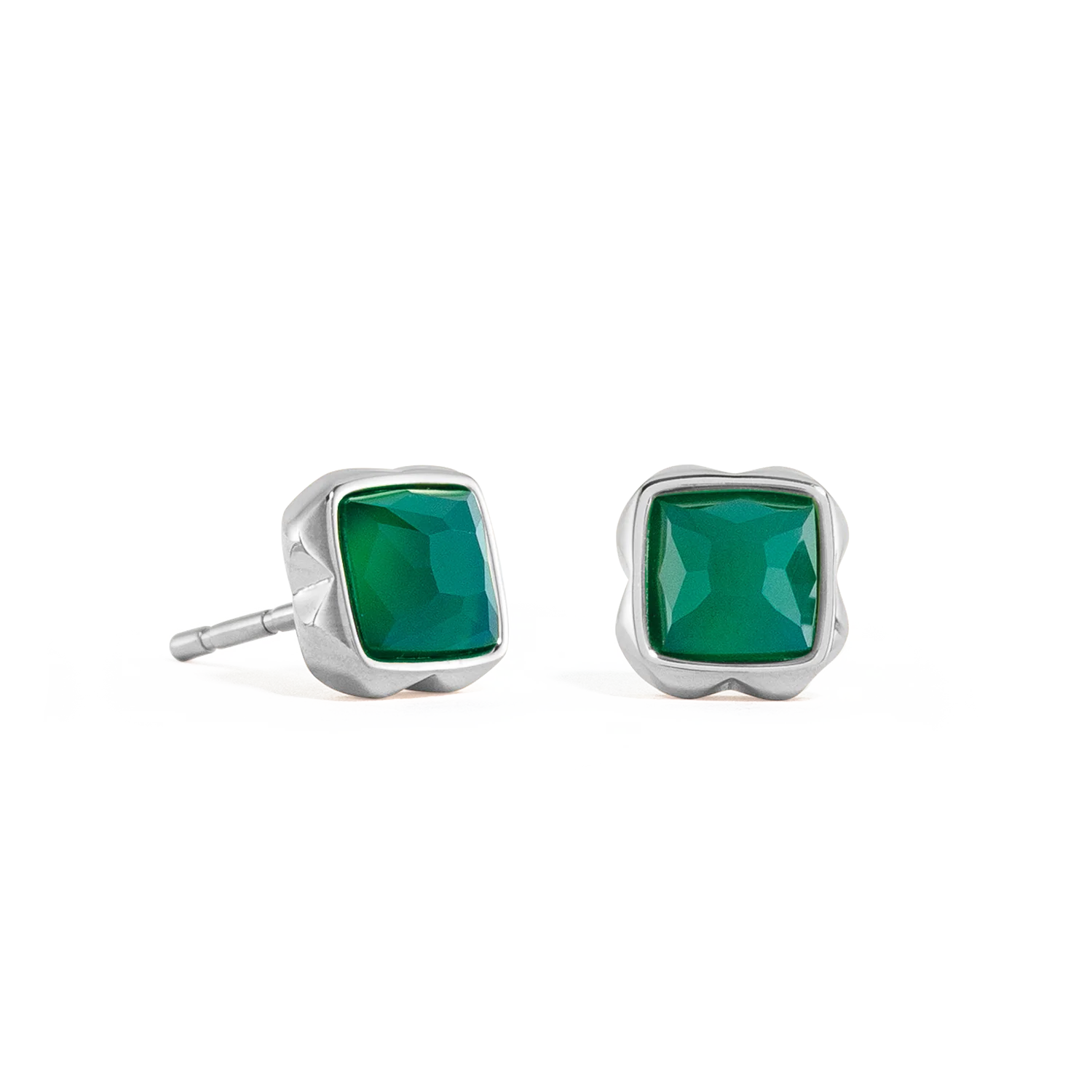 Birthstone Mai Boucles d'oreille Agate Verte Argent