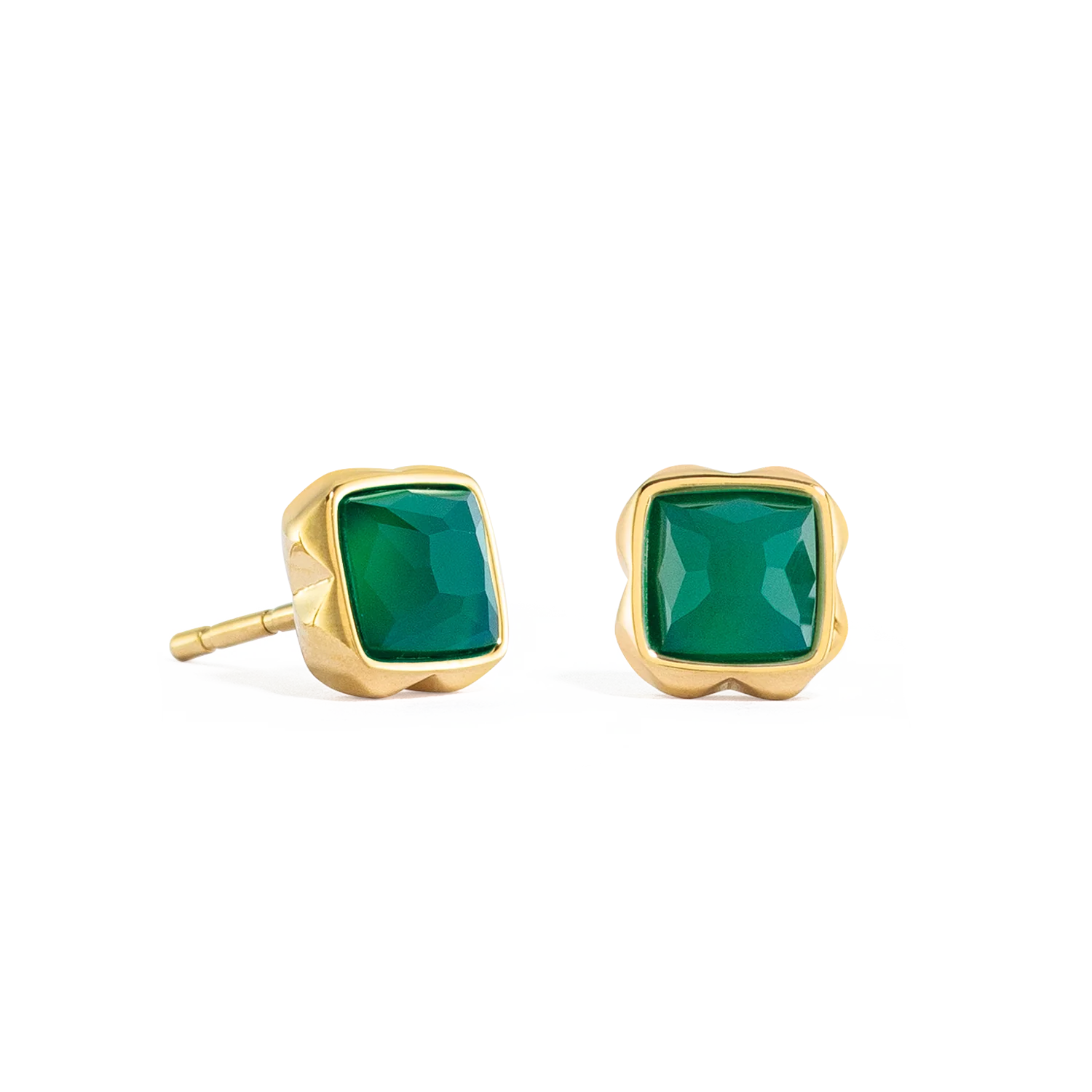Birthstone Mai Boucles d'oreille Agate Verte Or