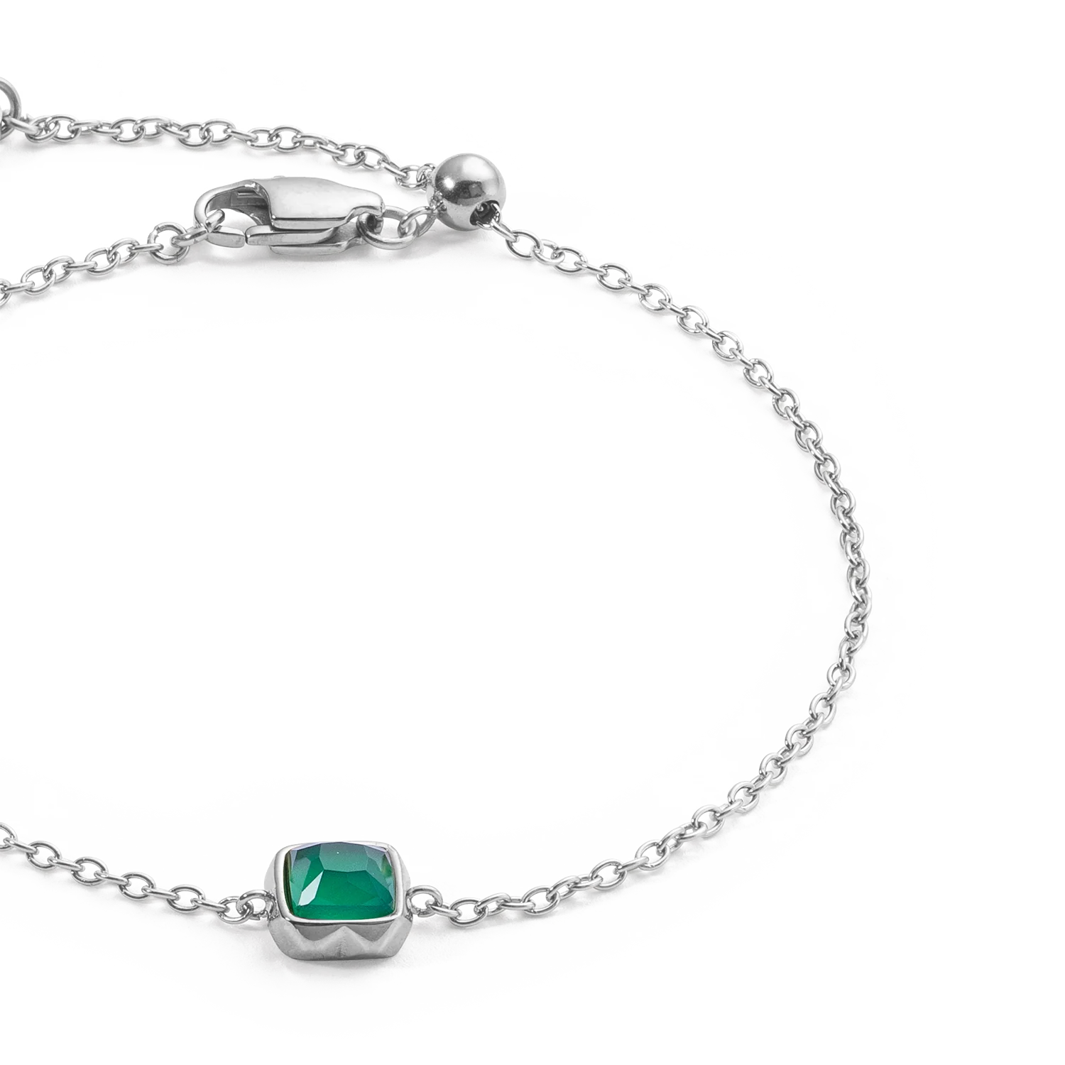 Birthstone Mai Bracelet Agate Verte Argent - Image 2