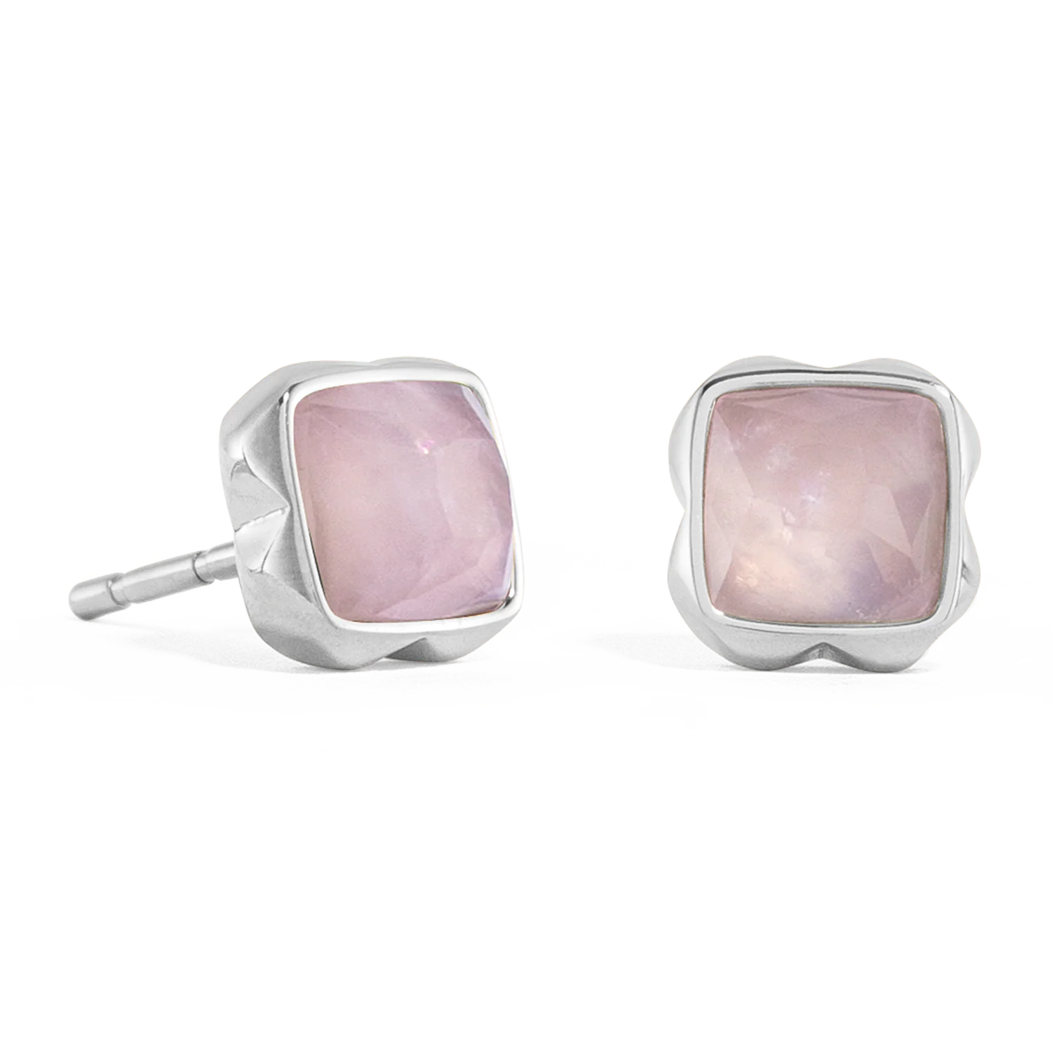 Birthstone Octobre Boucles d'oreille Quartz Rose Argent - Image 2