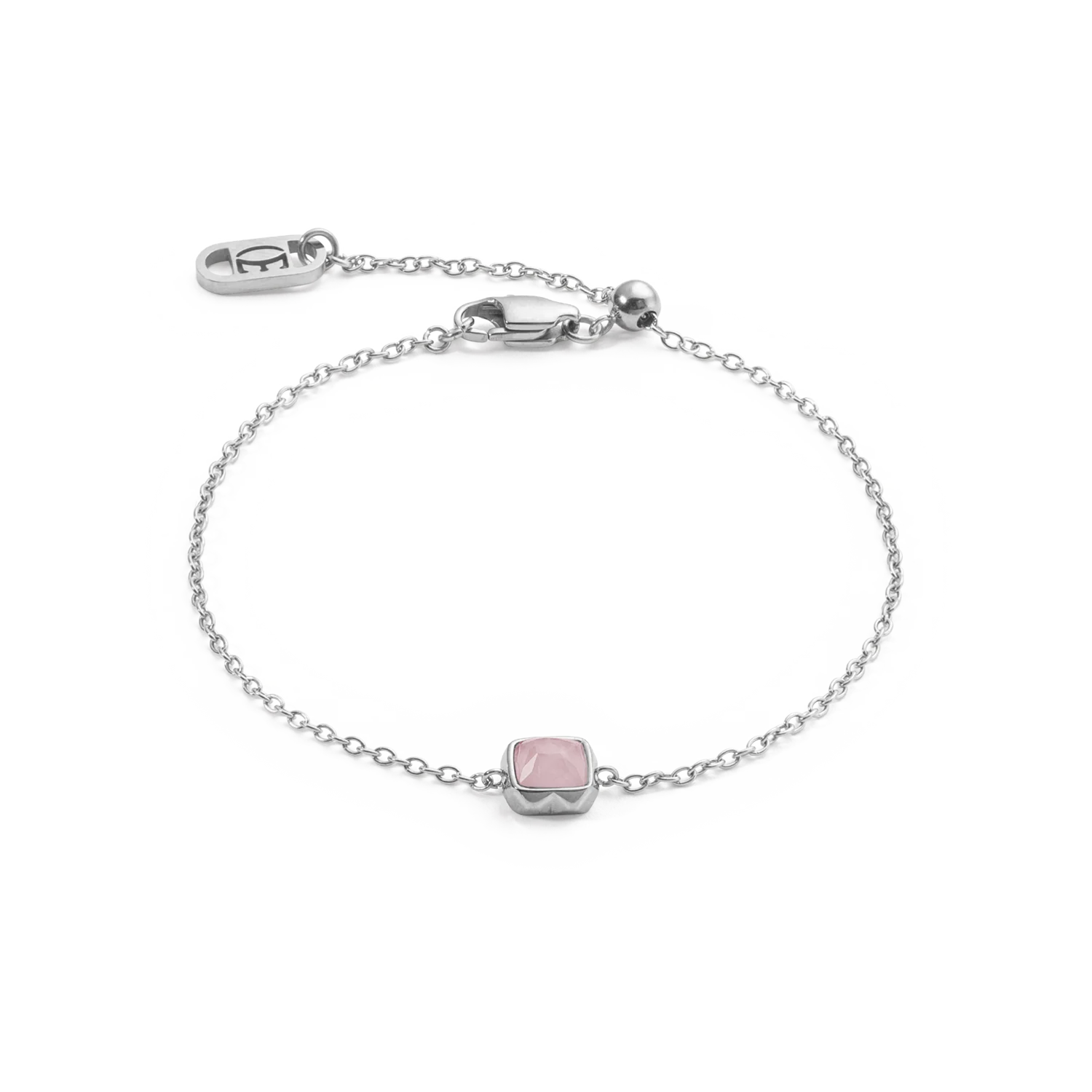 Birthstone Octobre Bracelet Quartz Rose Argent