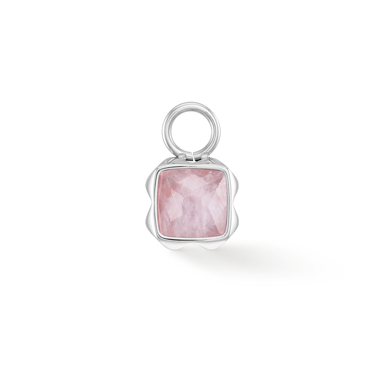 Birthstone Octobre Charm Quartz Rose Argent
