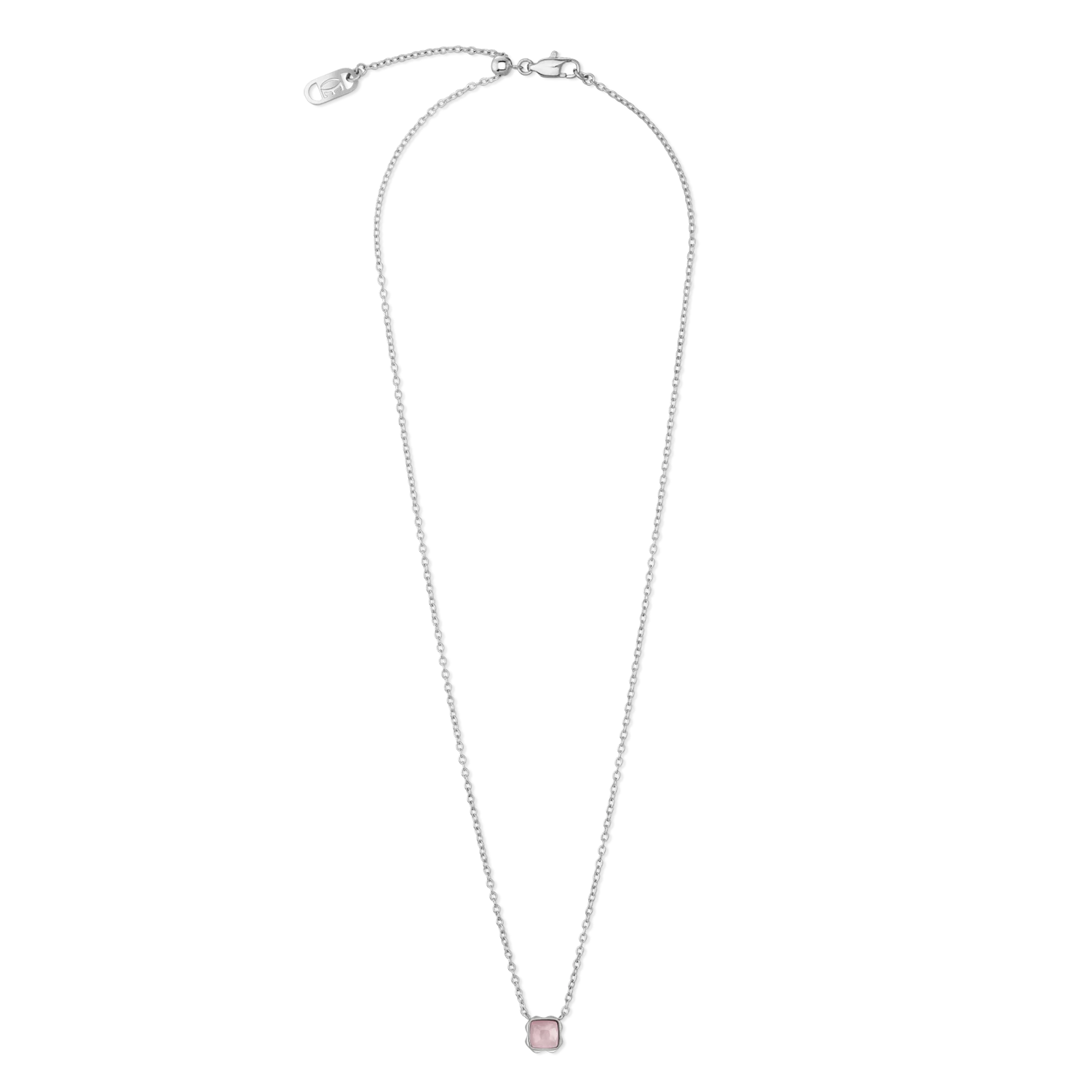 Birthstone Octobre Collier Quartz Rose Argent
