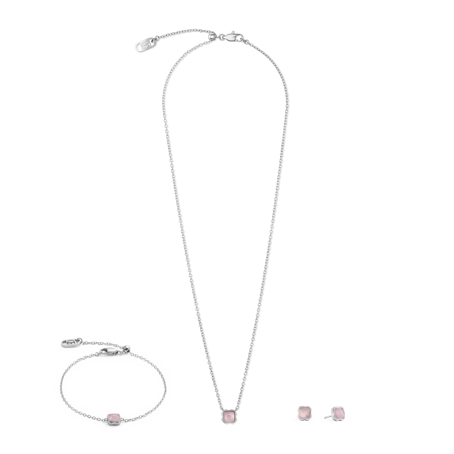 Birthstone Octobre Collier Quartz Rose Argent - Image 3