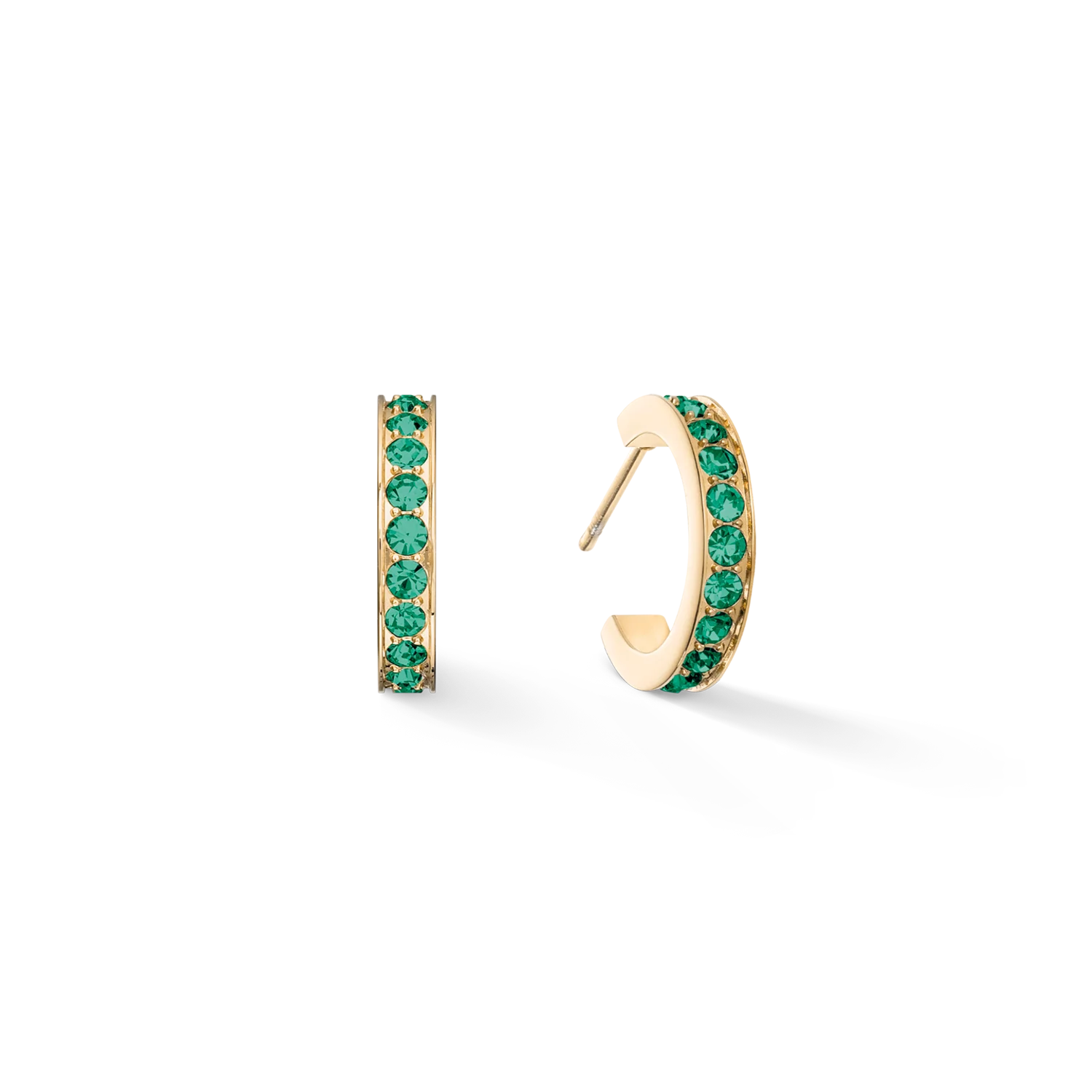Boucles d’oreilles Créoles 15 Acier inoxydable et cristaux or vert foncé