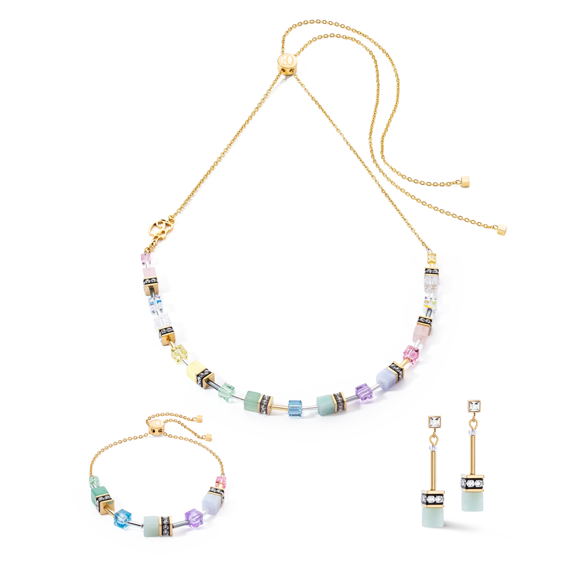 Boucles d’oreilles GeoCUBE® Iconic Nature Chain pastel - Image 3