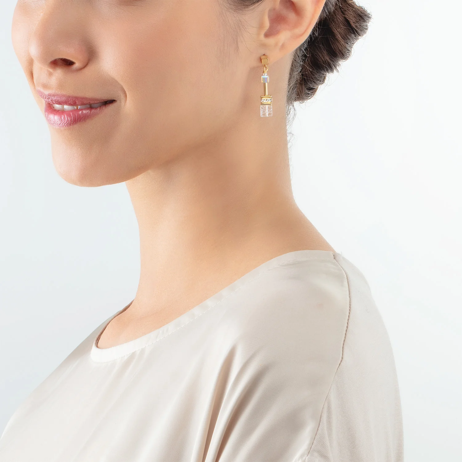 Boucles d’oreilles GeoCUBE® Iconic Nature or blanc - Image 4