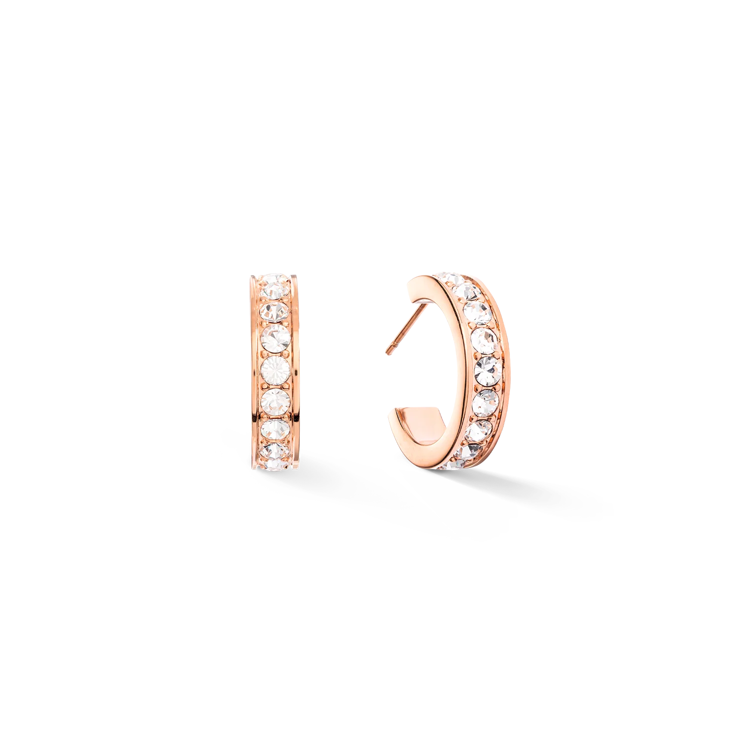Boucles d'oreille créole 20 acier & cristaux or rose cristal