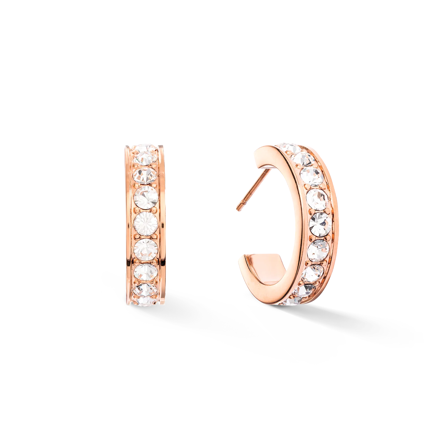 Boucles d'oreille créole 20 acier & cristaux or rose cristal - Image 2