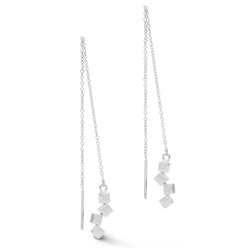 Boucles d'oreille Dancing GeoCUBE® small acier argent - Image 2