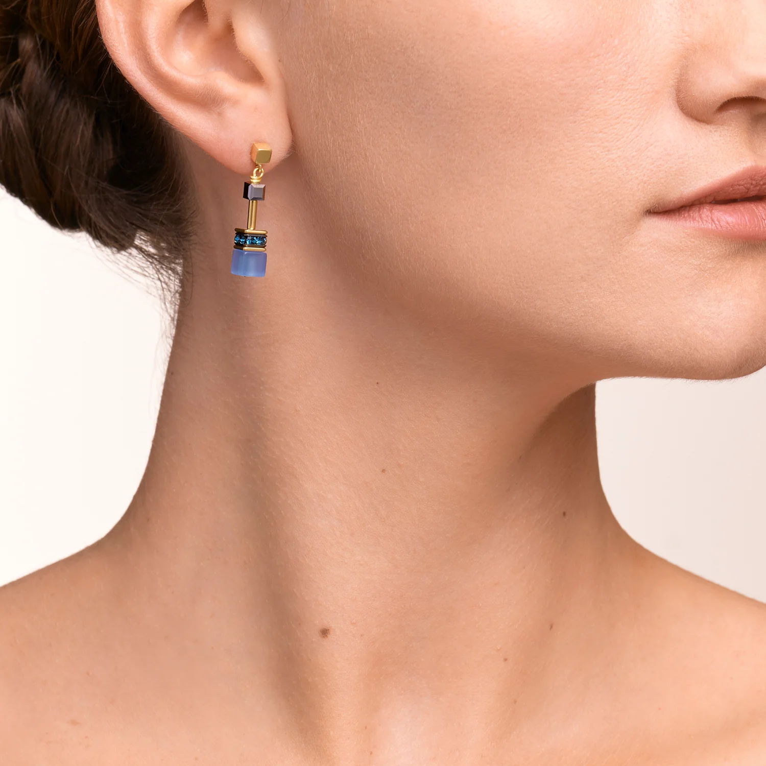 Boucles d'oreille GeoCUBE® bleu-or - Image 4