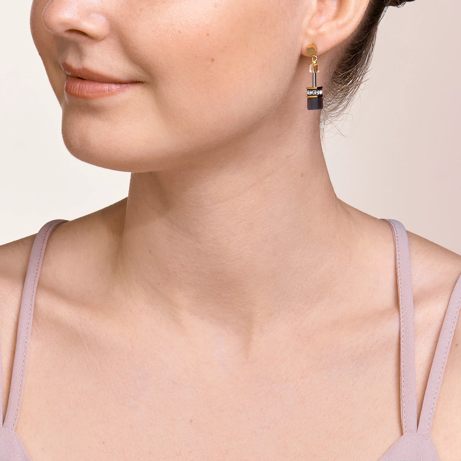 Boucles d'oreille GEOCUBE® gris-or - Image 4