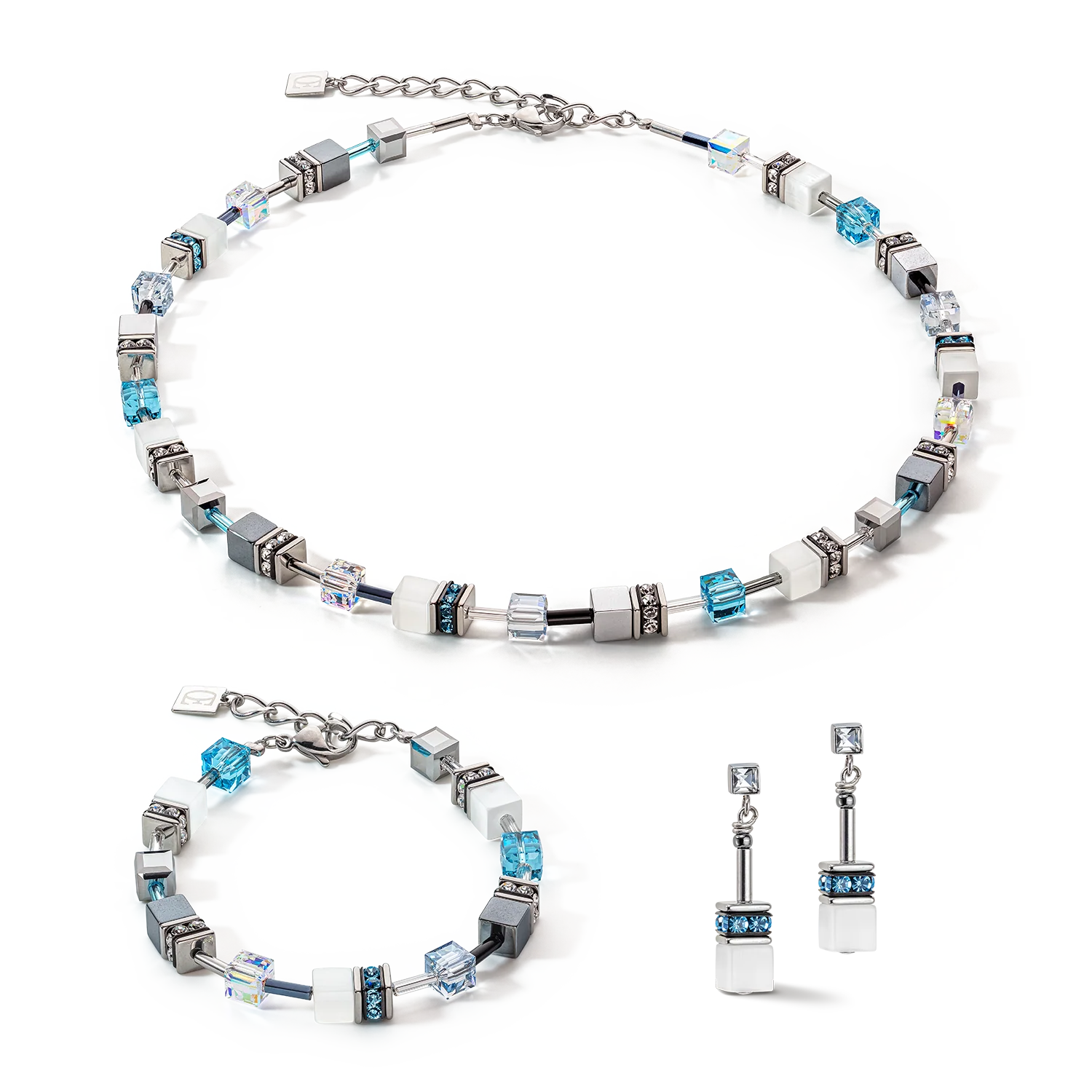 Boucles d'oreille GeoCUBE® Iconic Monochrome aqua - Image 3