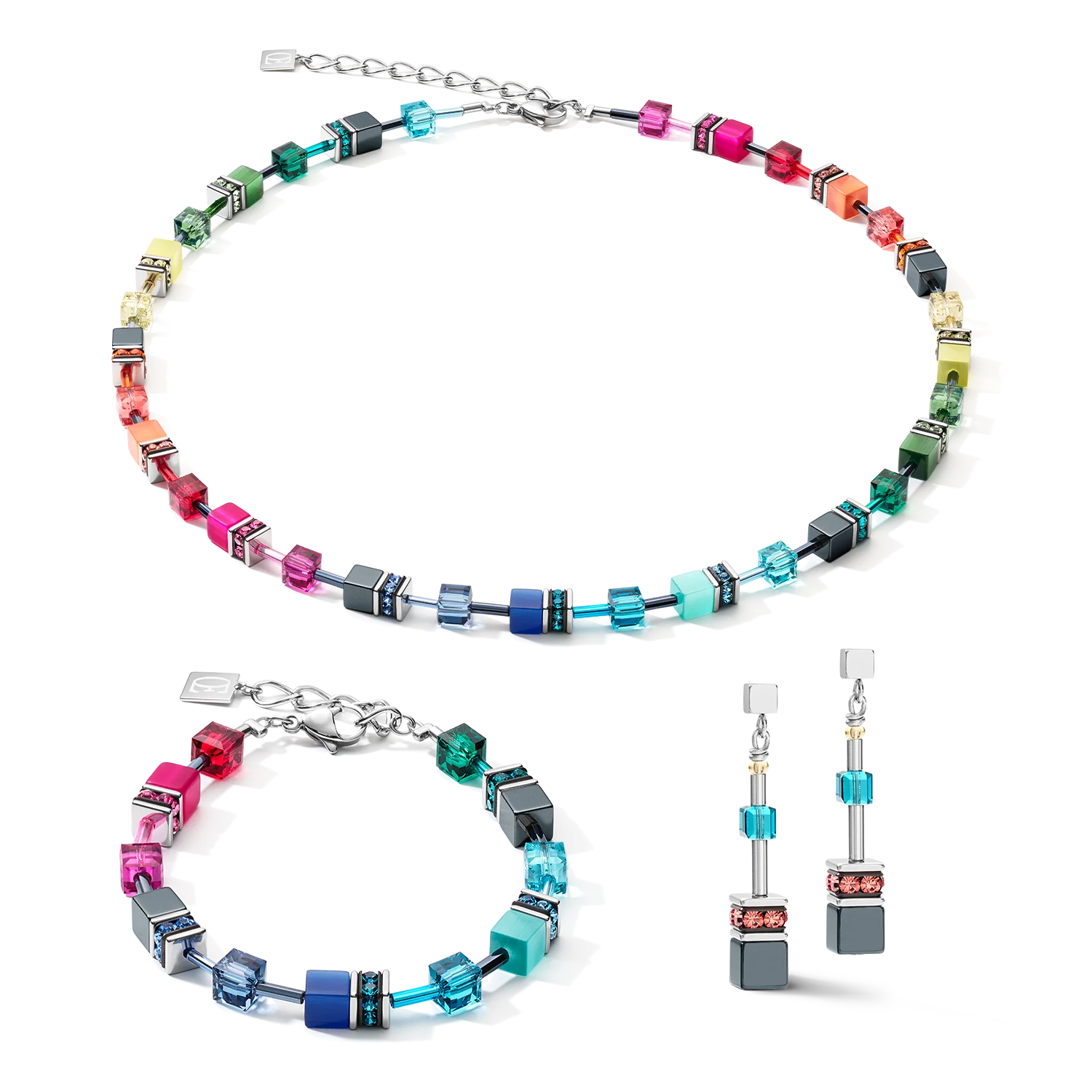 Boucles d'oreille GeoCUBE® medium multicolore rainbow - Image 3