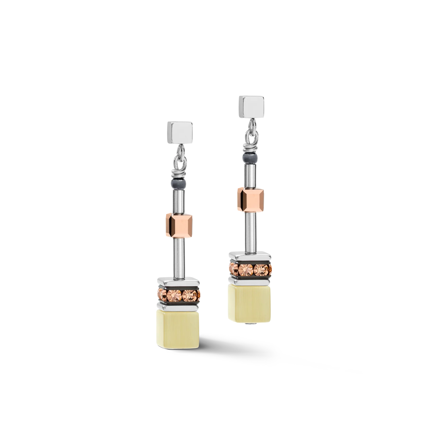 Boucles d'oreille GeoCUBE® medium olive-pêche