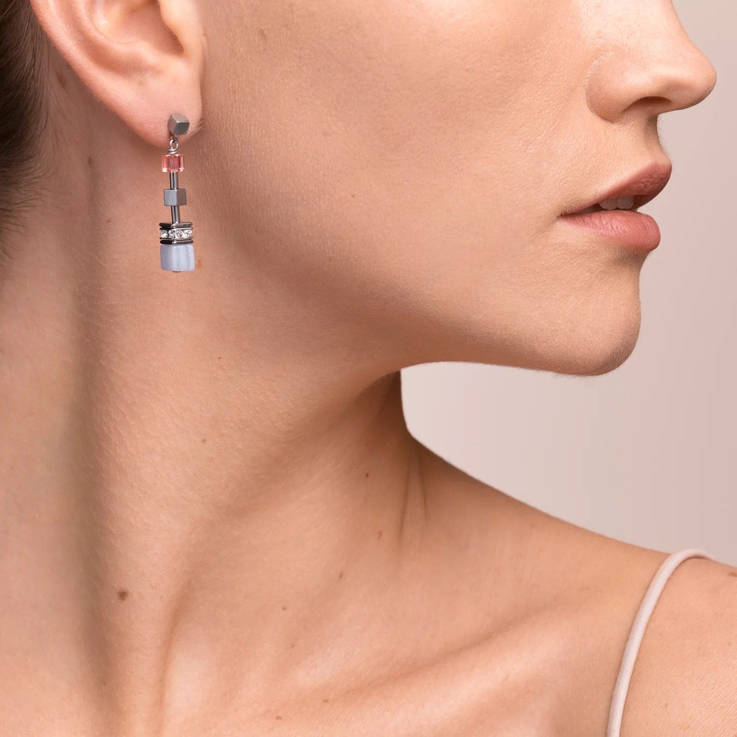 Boucles d'oreille GeoCUBE® Multitask summer multi pastel argent - Image 4