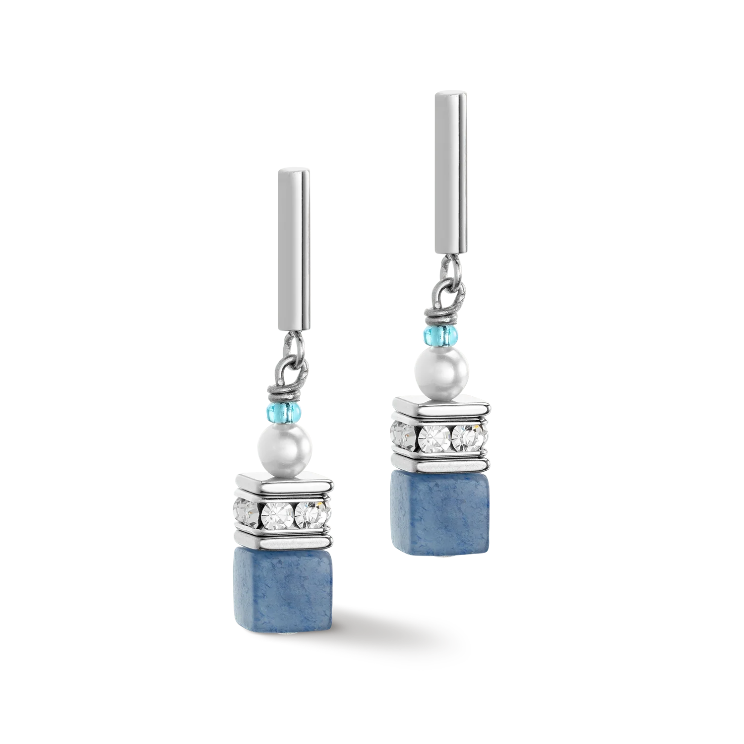 Boucles d'oreille GeoCUBE® Precious Fusion Pearls aqua bleu - Image 2