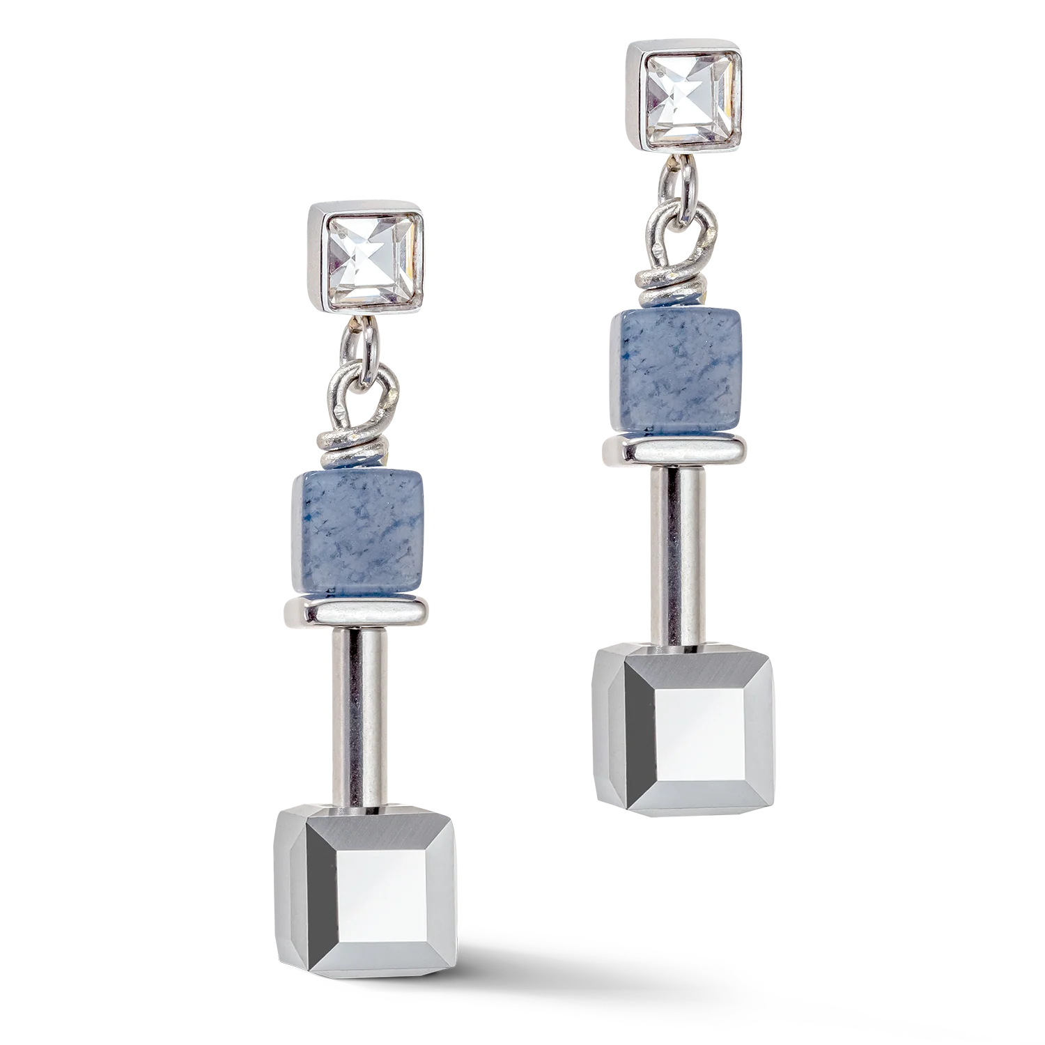 Boucles d'oreille GeoCUBE® Precious & Slider Closure argent bleu - Image 2