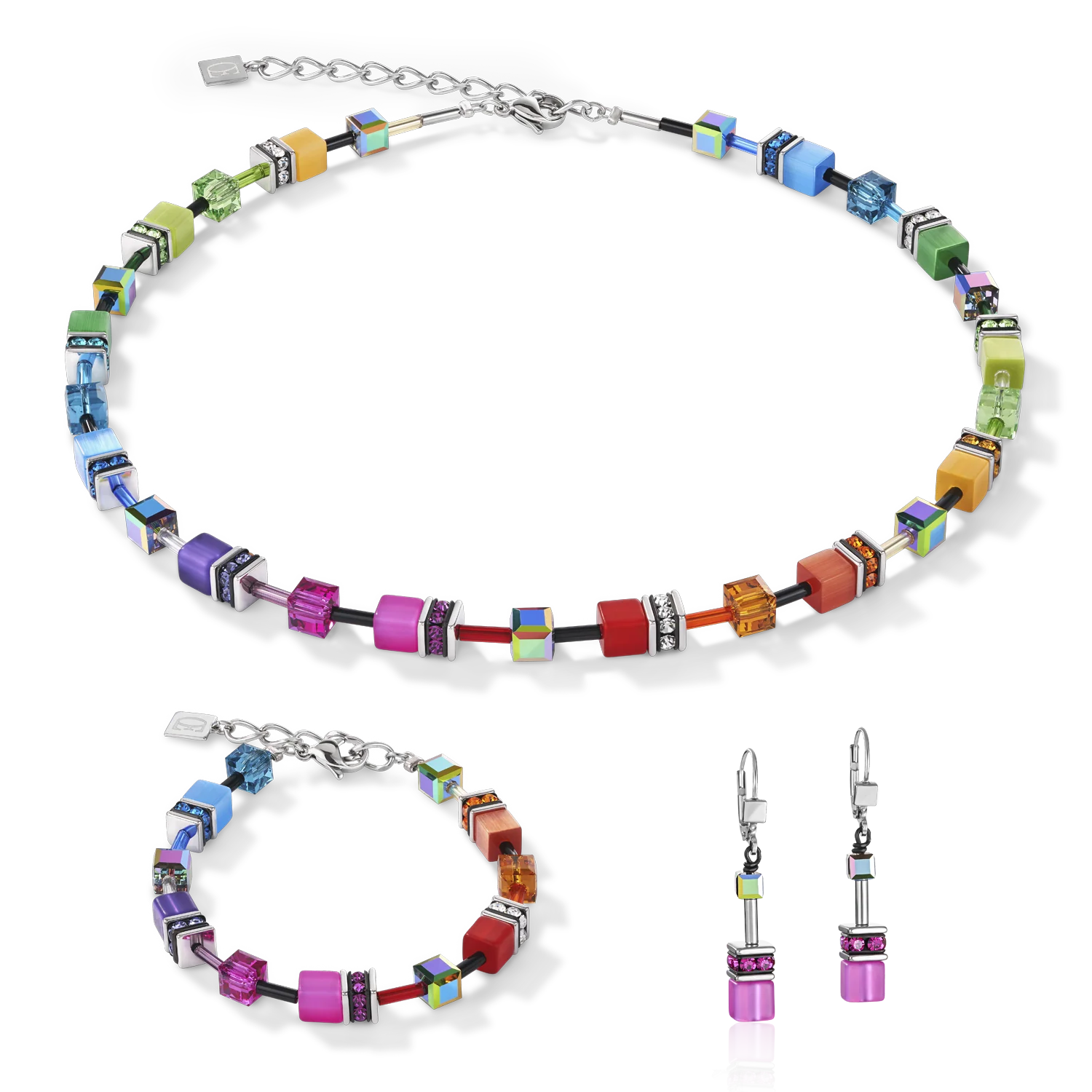 Boucles d'oreille GeoCUBE® rose vif - Image 3