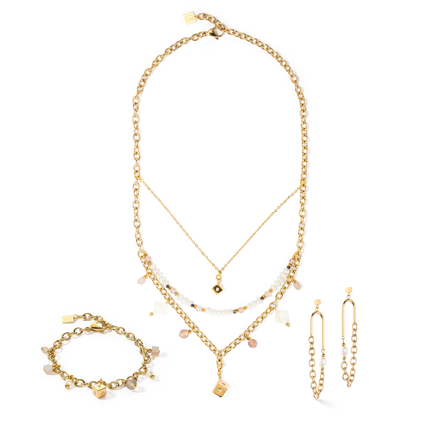 Boucles d'oreilles Boho Perles d'eau douce or blanc - Image 3