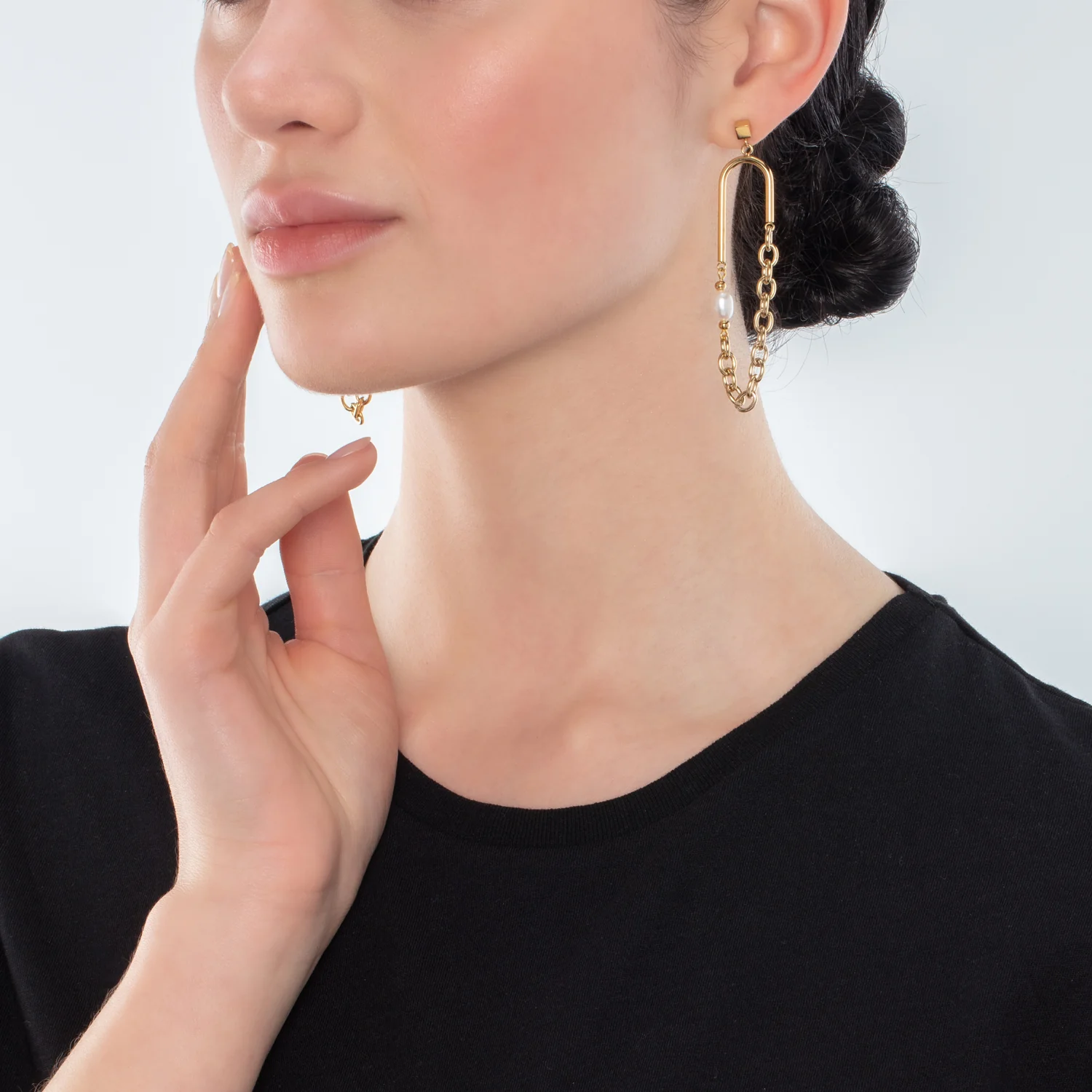 Boucles d'oreilles Boho Perles d'eau douce or blanc - Image 4