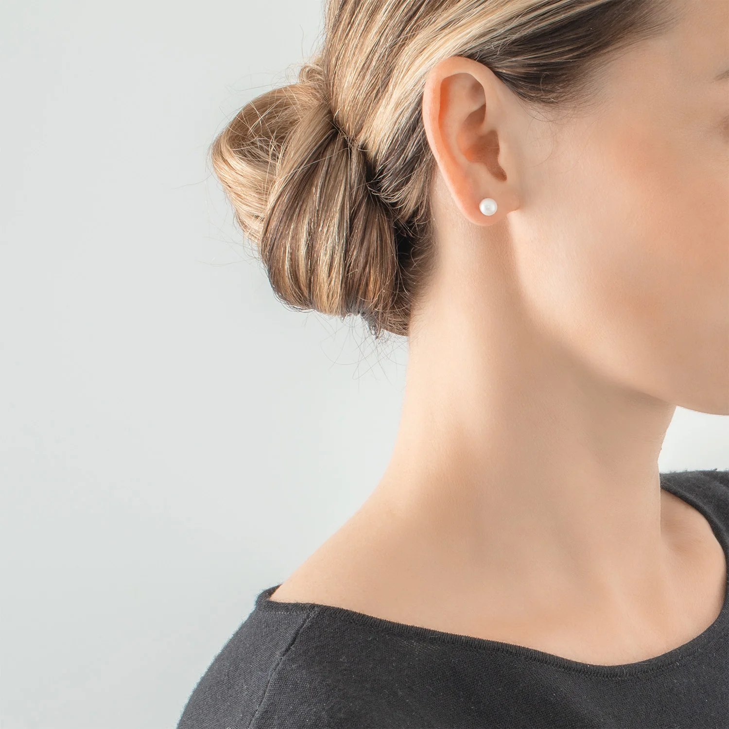Boucles d'oreilles classiques Perle d'eau douce argent - Image 3
