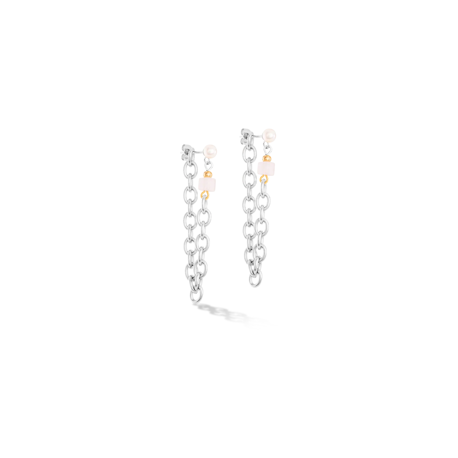Boucles d'oreilles Cool Romantic Cubes & Pearls bicolor