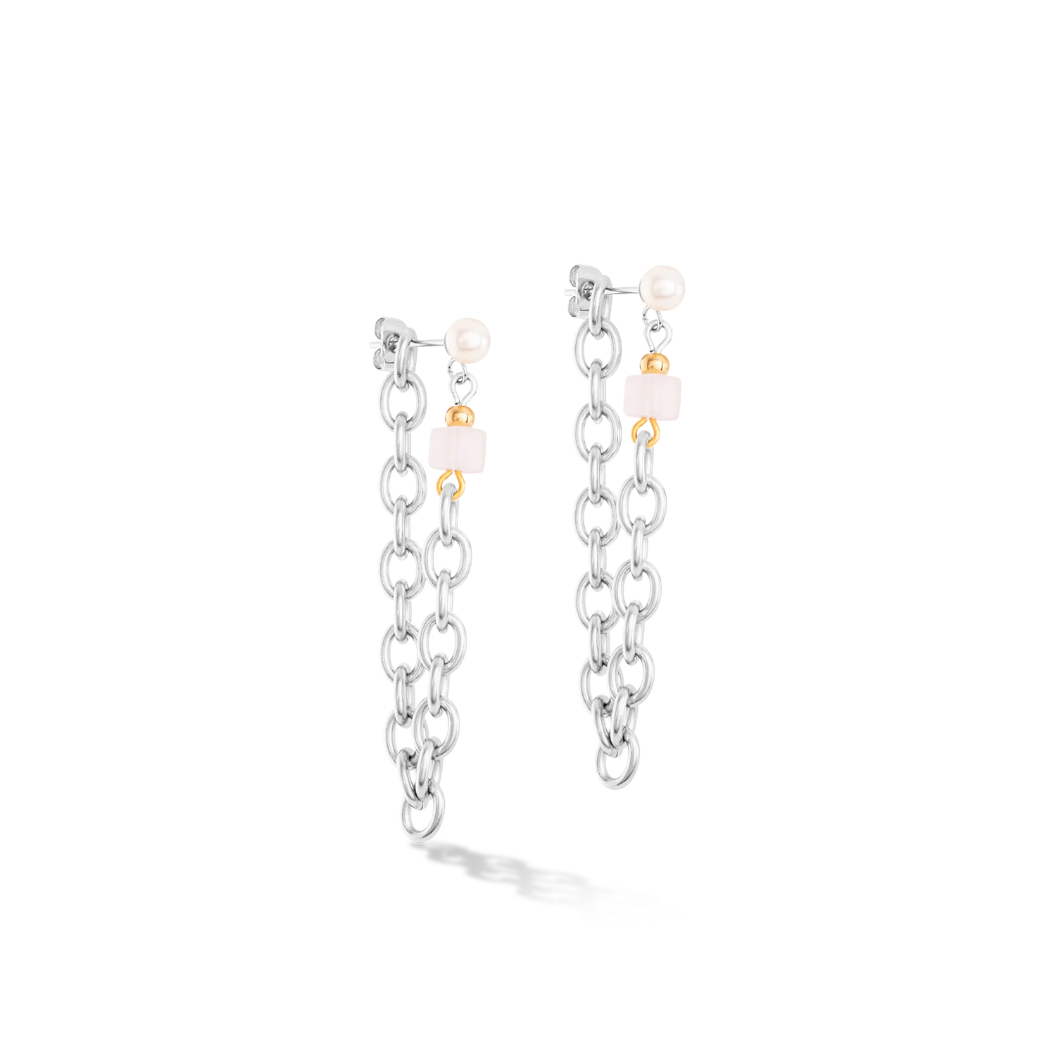 Boucles d'oreilles Cool Romantic Cubes & Pearls bicolor - Image 2