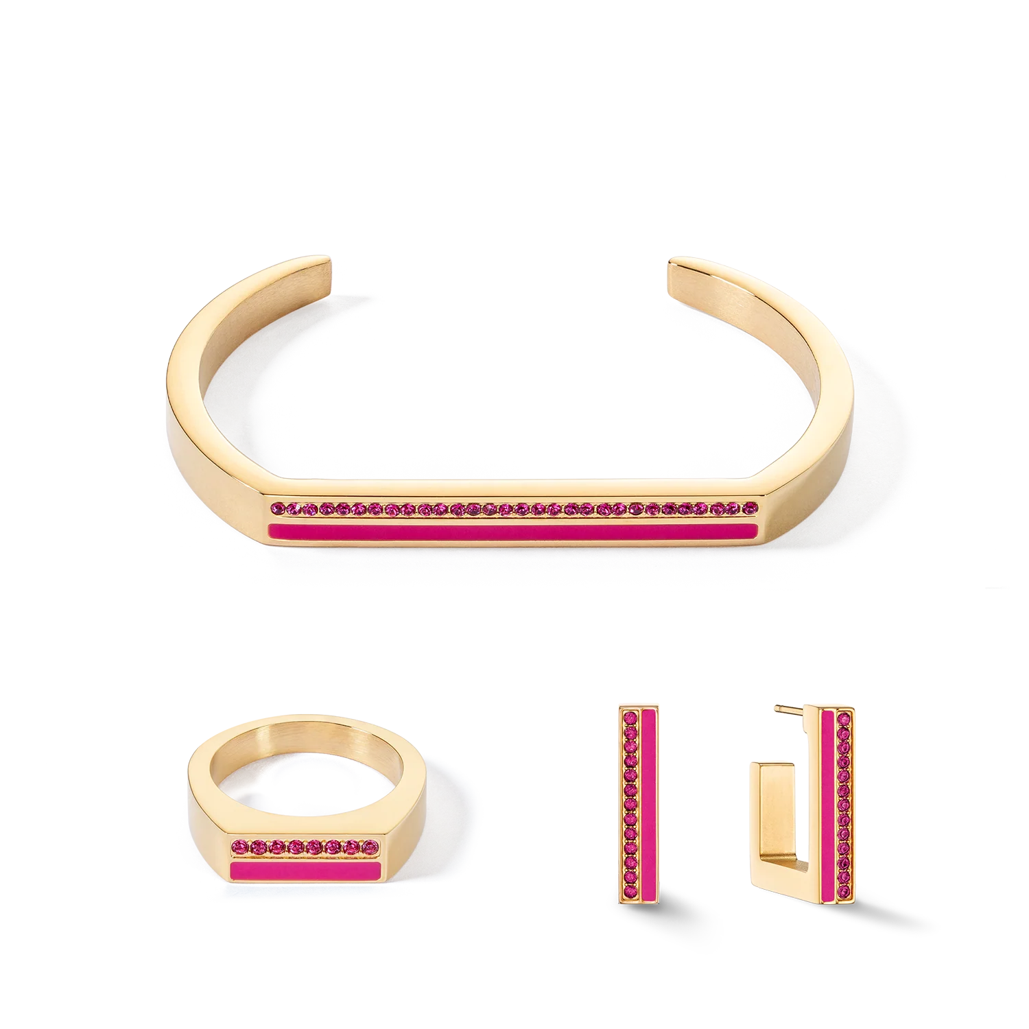 Boucles d'oreilles Créole Square Stripes 20 or-rose vif - Image 3