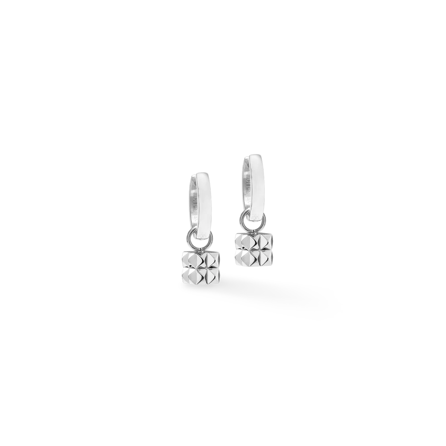Boucles d'oreilles créoles Spikes Cube argent - Image 2