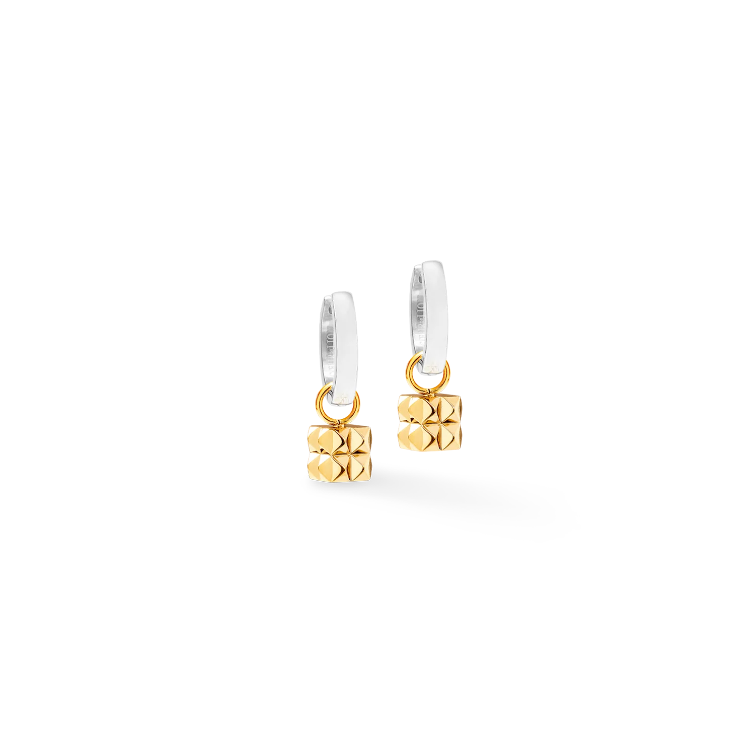 Boucles d'oreilles créoles Spikes Cube argent-or - Image 2