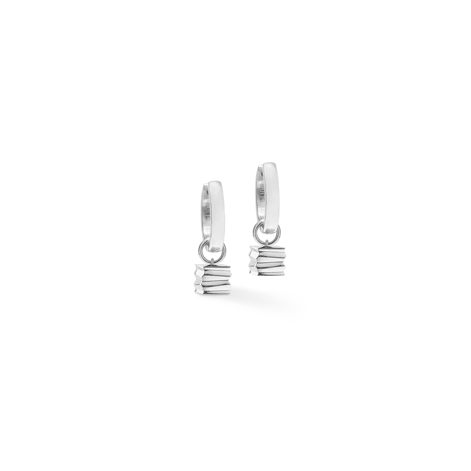 Boucles d'oreilles créoles Wave Cube argent - Image 2