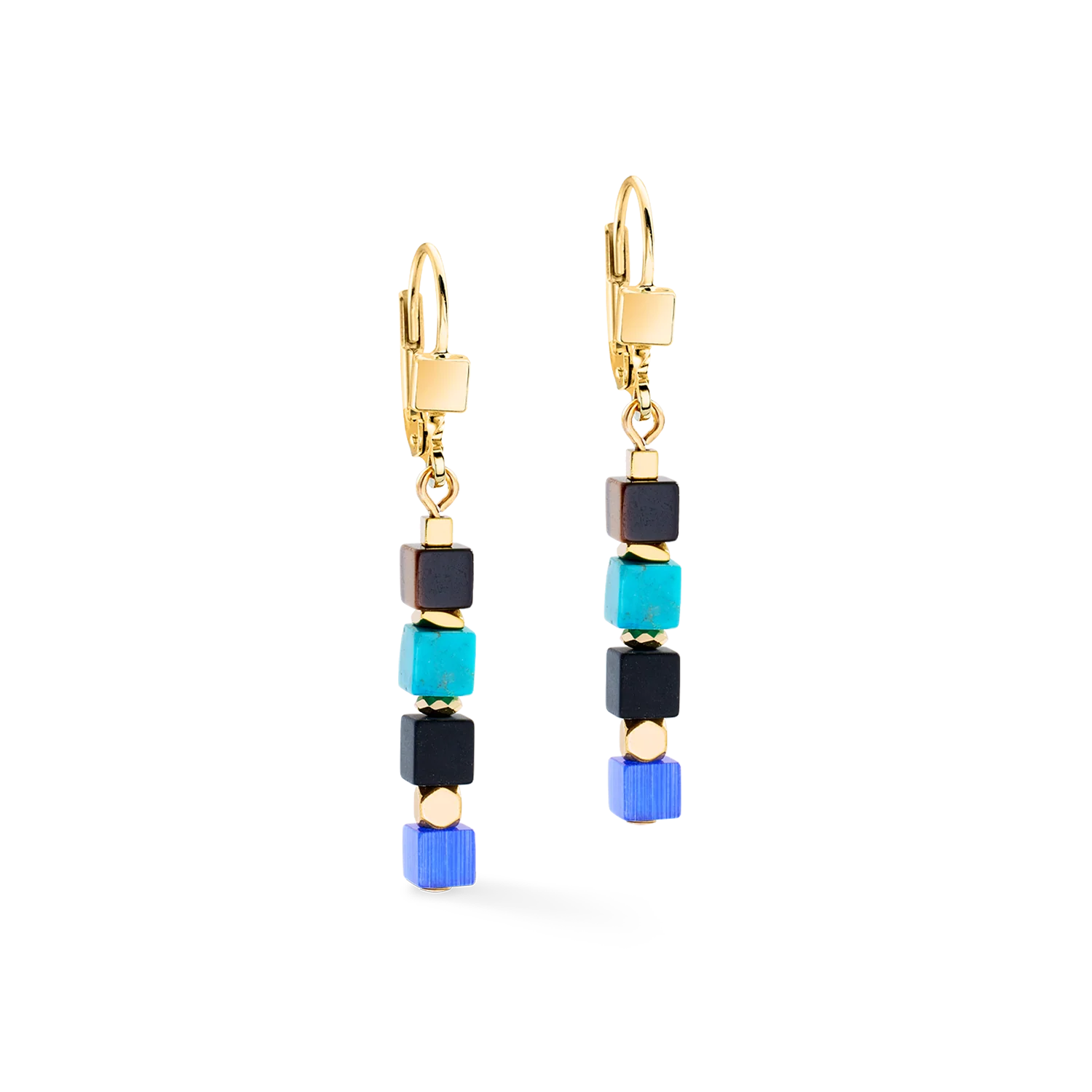 Boucles d'oreilles Cube Mosaic Lagoon or - Image 2