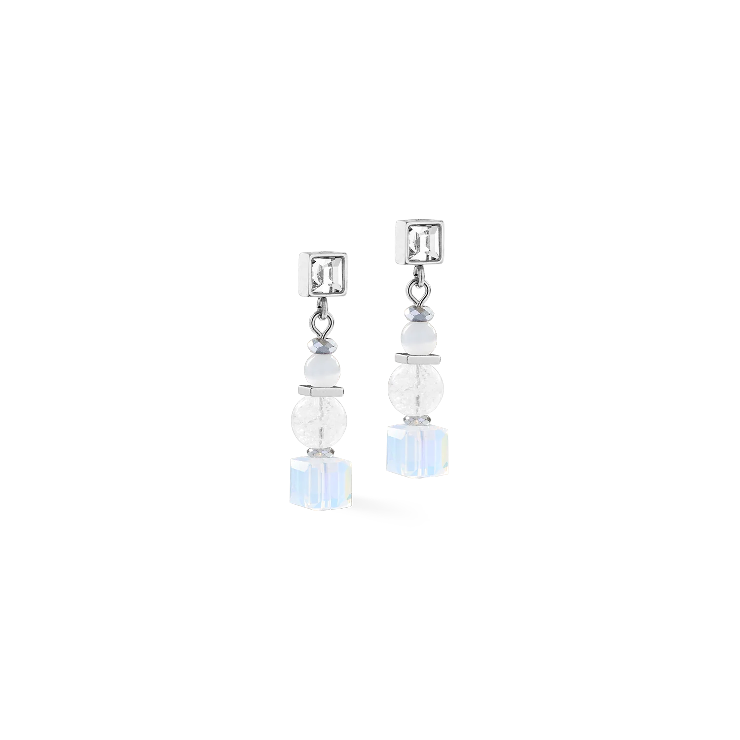 Boucles d'oreilles Cube Nexus argent blanc